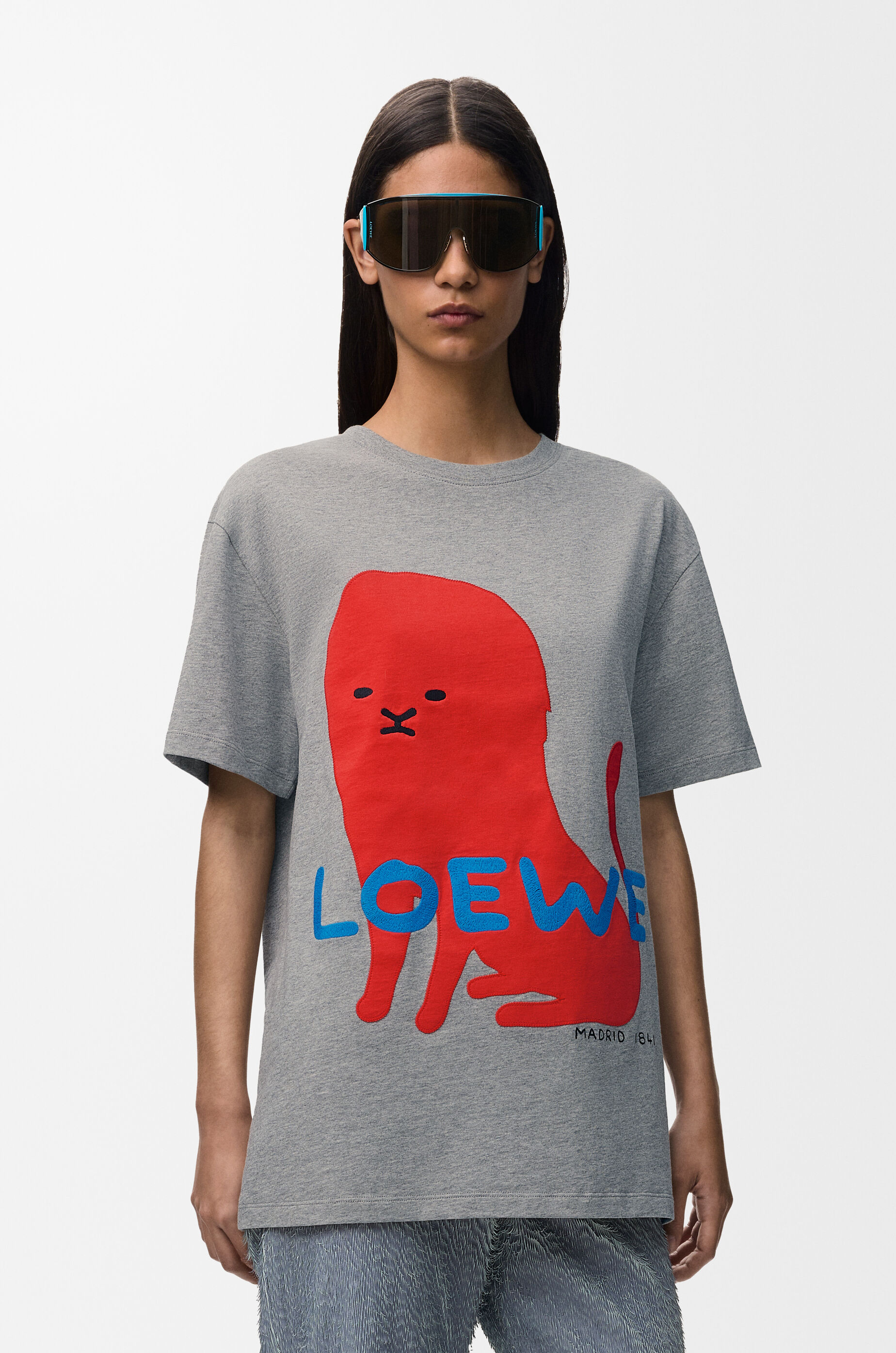 LOEWE Regular fit t-shirt in cotton Grey Melange