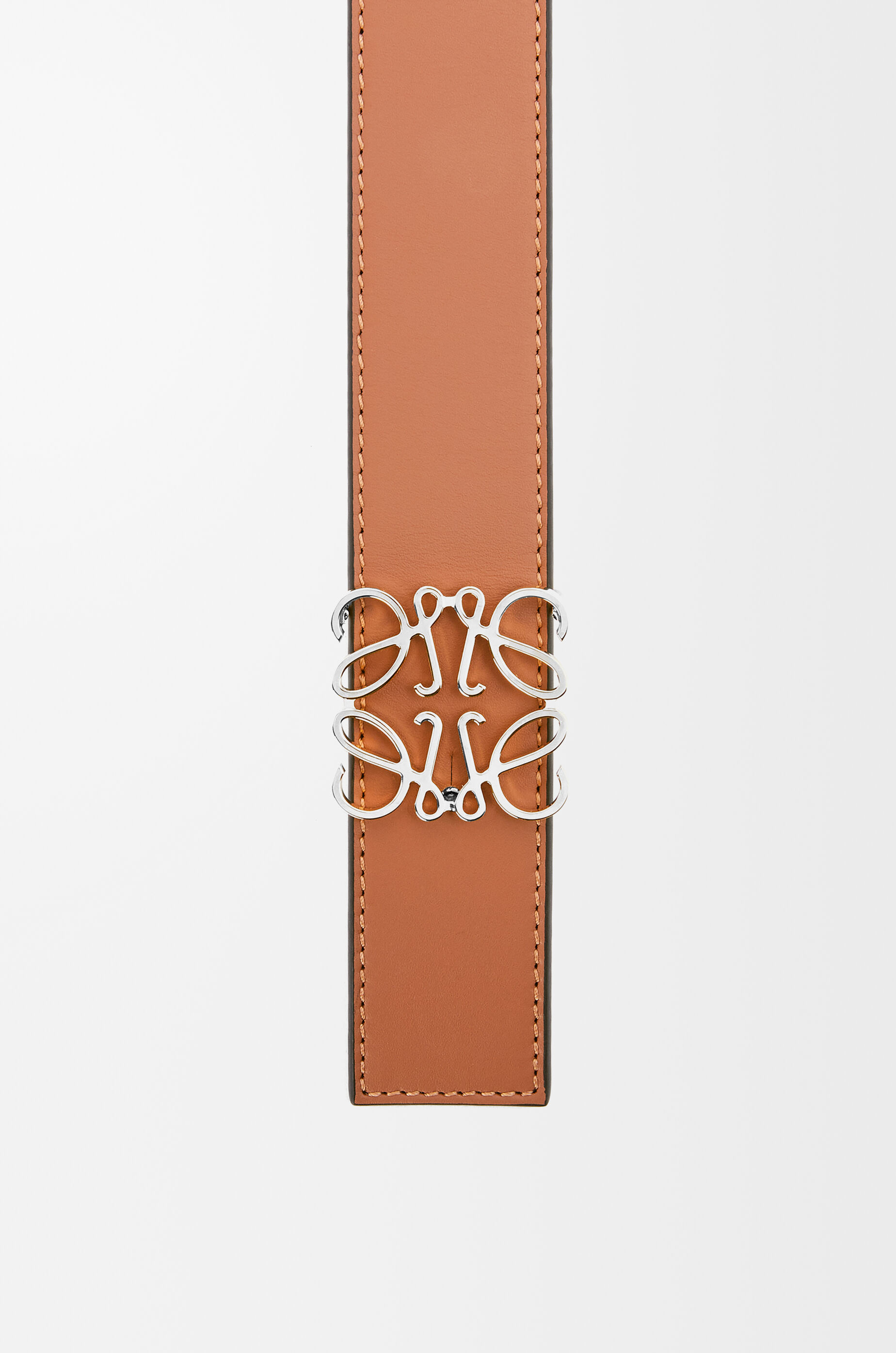 LOEWE Reversible Anagram belt in smooth calfskin Black/Tan/Palladium