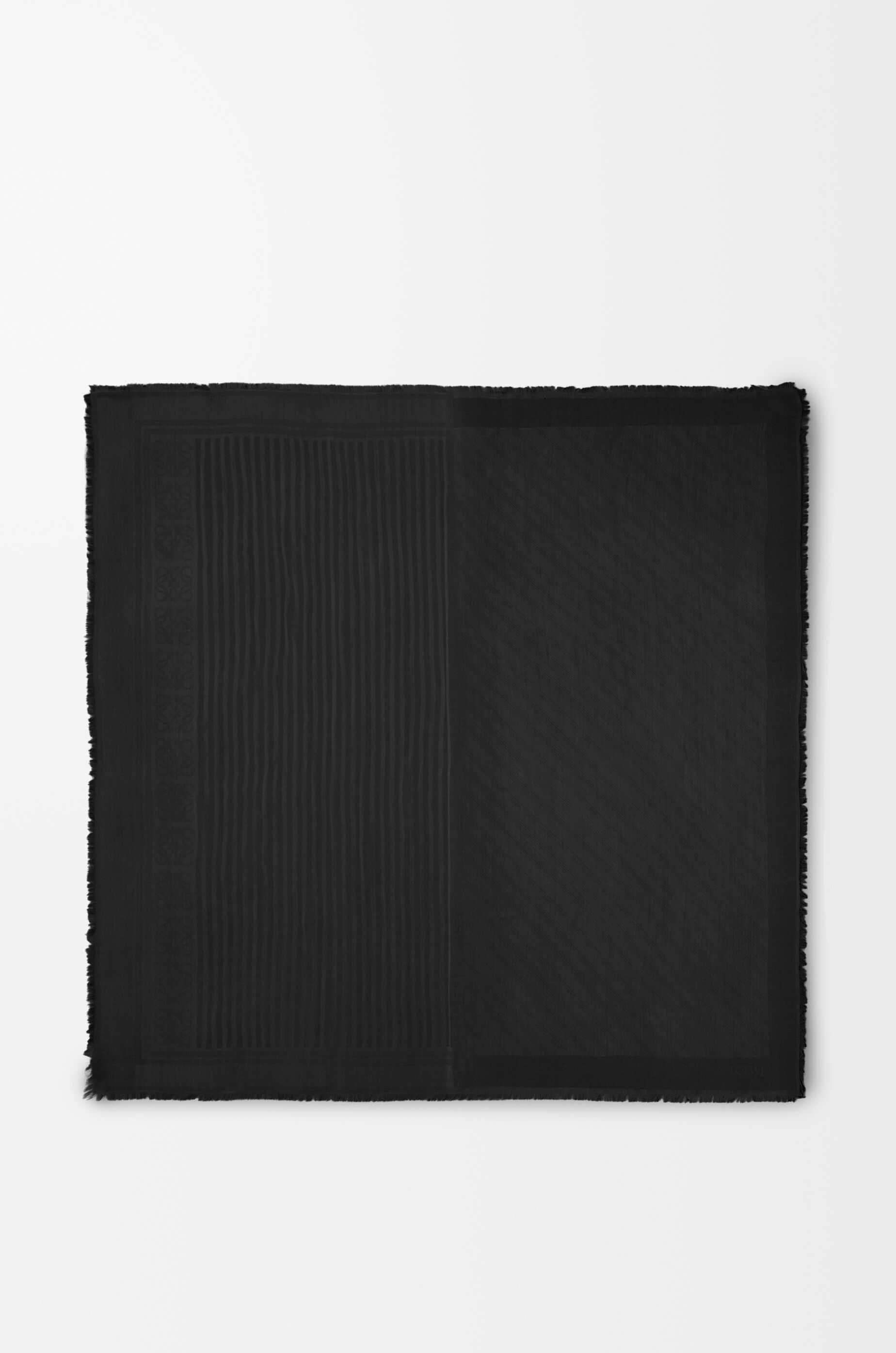 LOEWE Scarf in wool and silk Dark Coffee