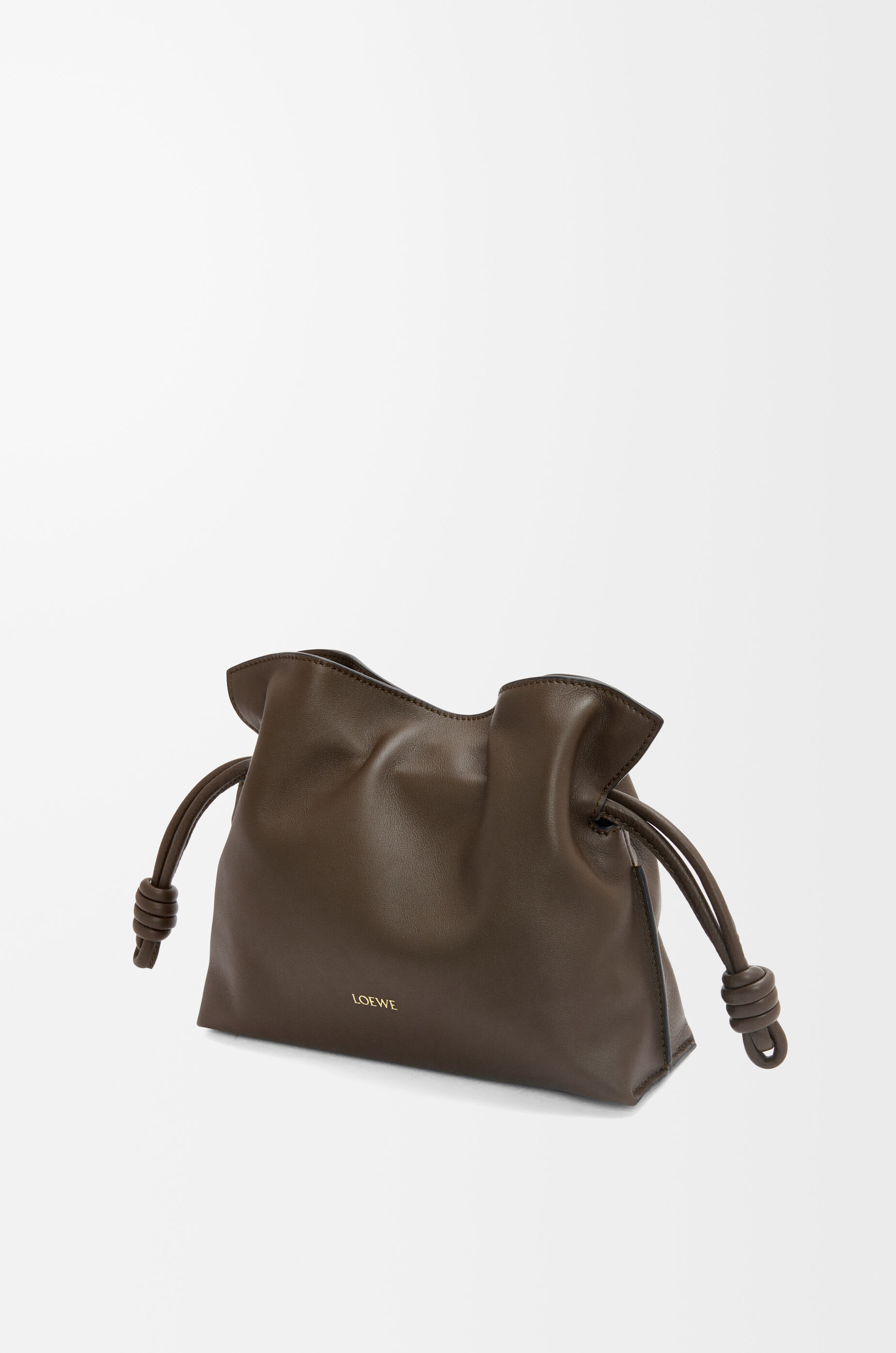 LOEWE Mini Flamenco clutch in nappa calfskin Chocolate