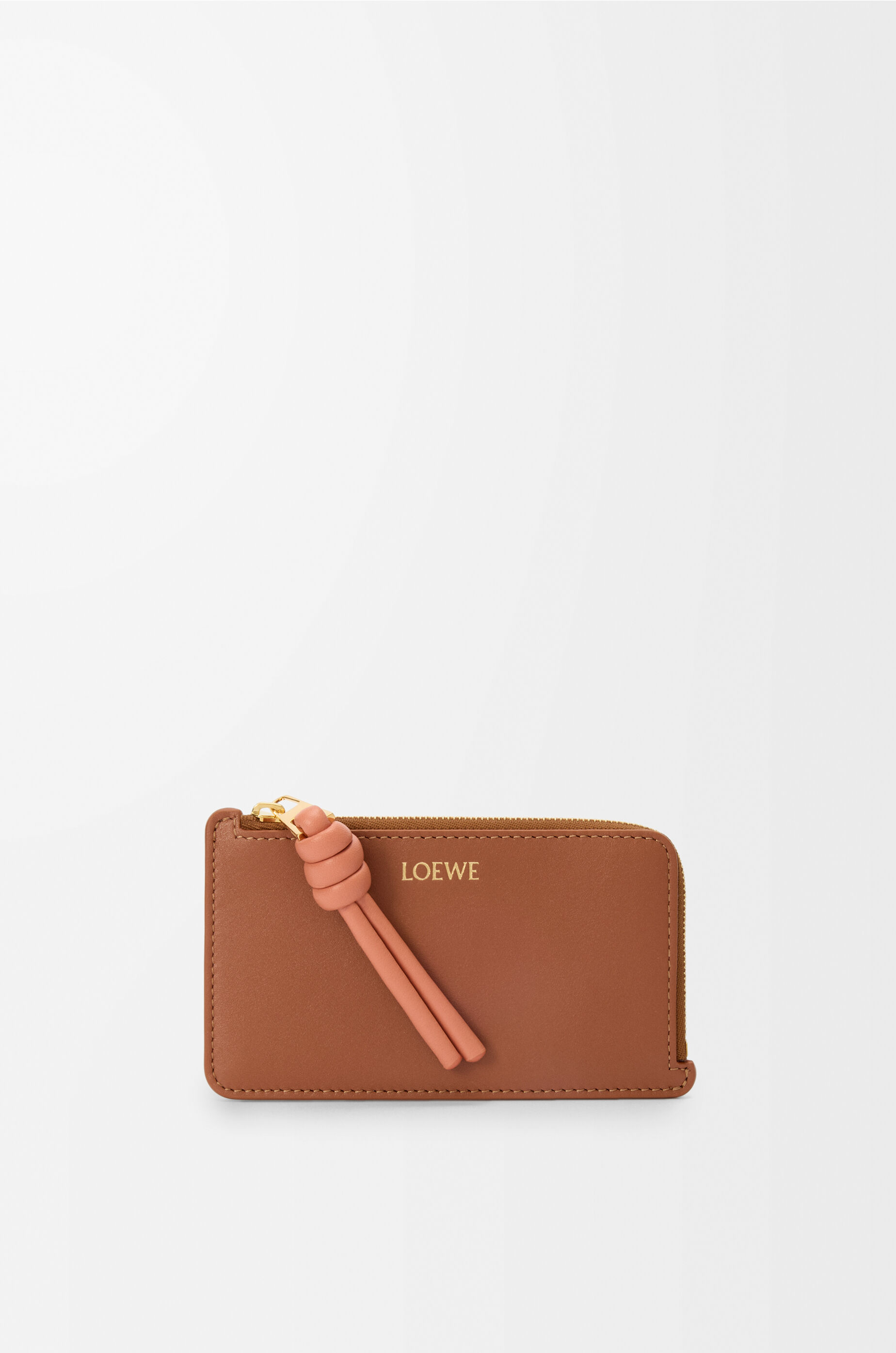 LOEWE Knot coin cardholder in shiny nappa calfskin Tan/Papaya
