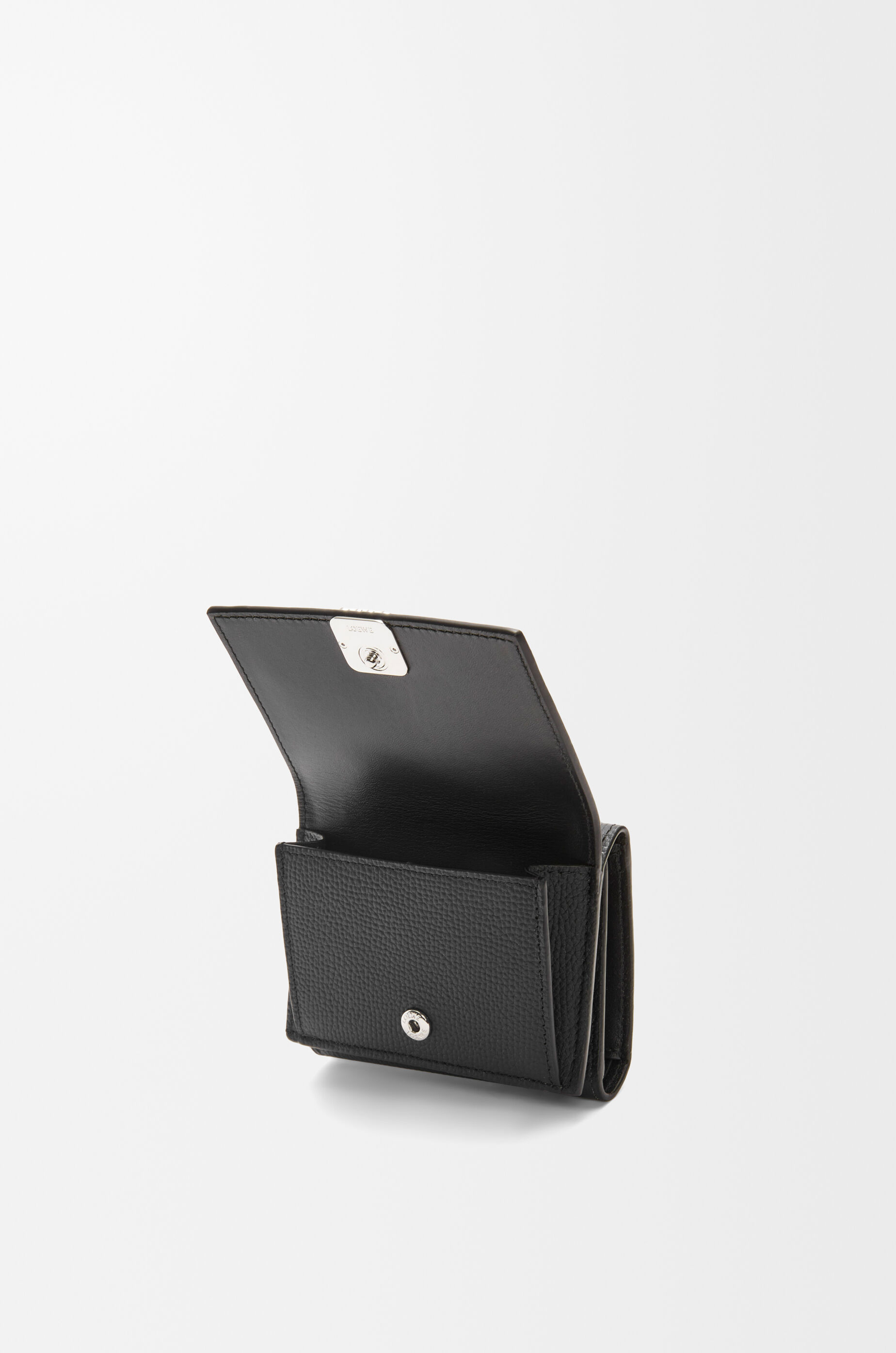 LOEWE Anagram trifold wallet in pebble grained calfskin Black