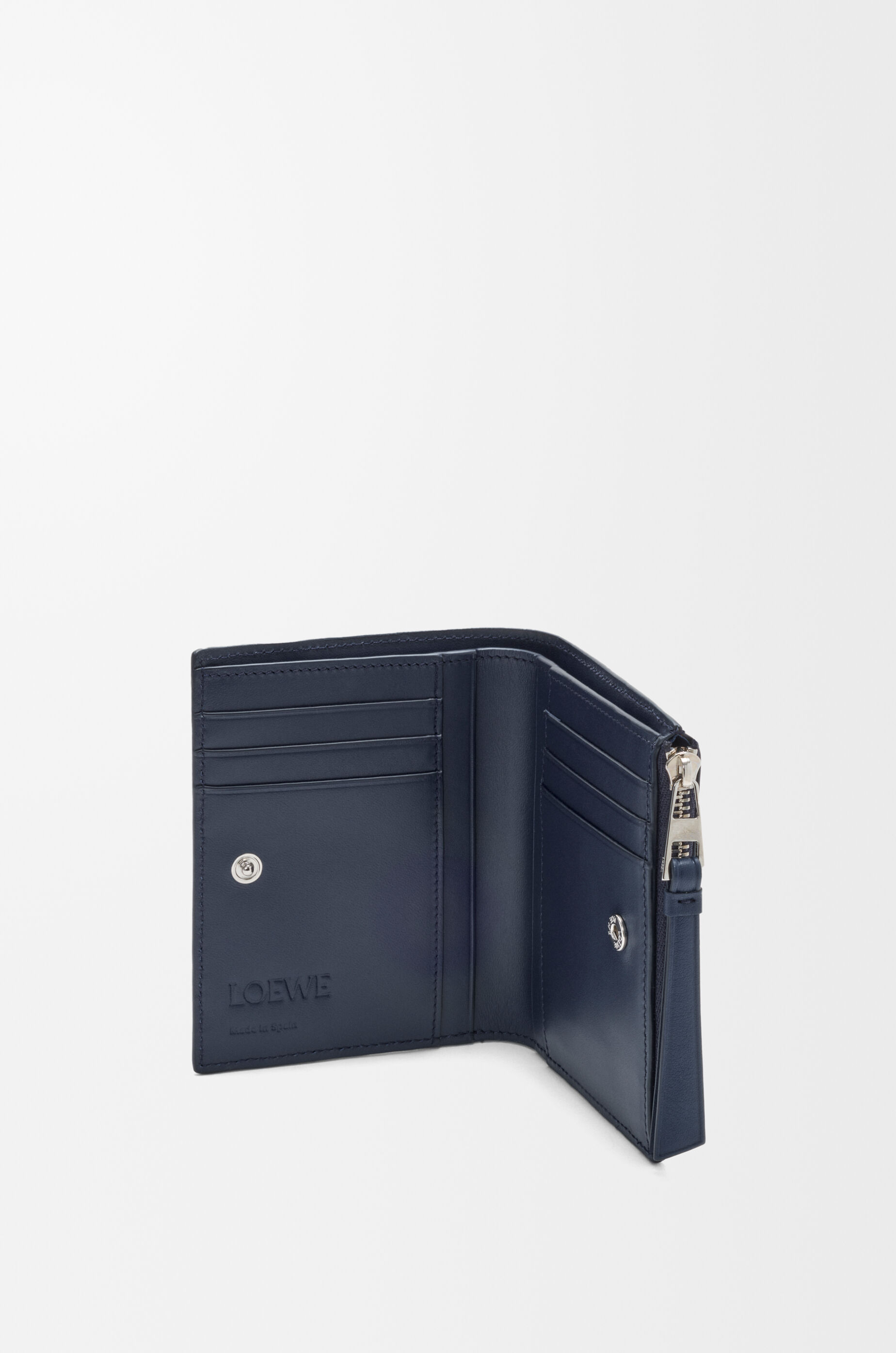 LOEWE Puzzle slim compact wallet in classic calfskin Blue Grey/Navy