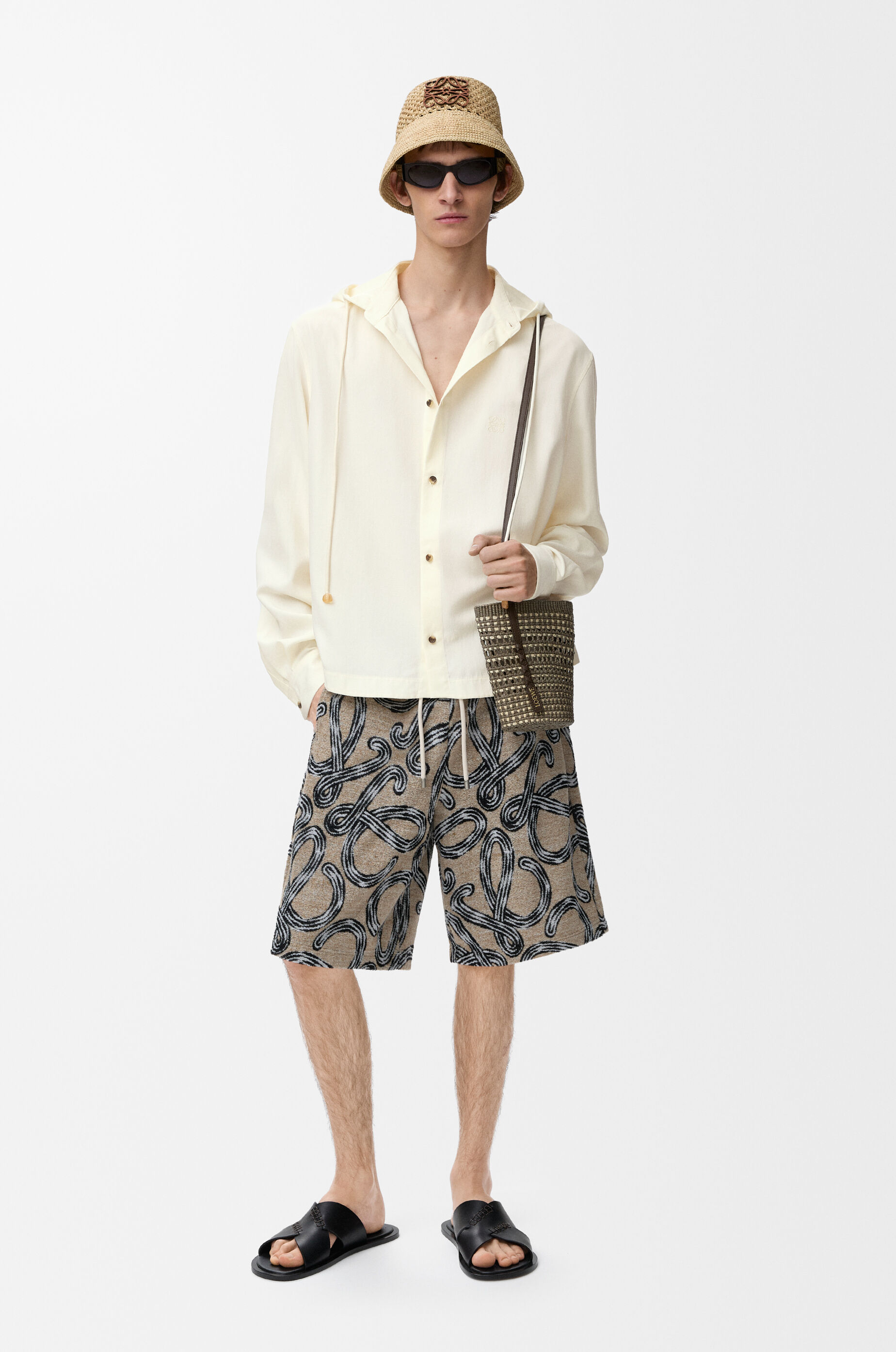 LOEWE Hooded shirt in lyocell Ivory
