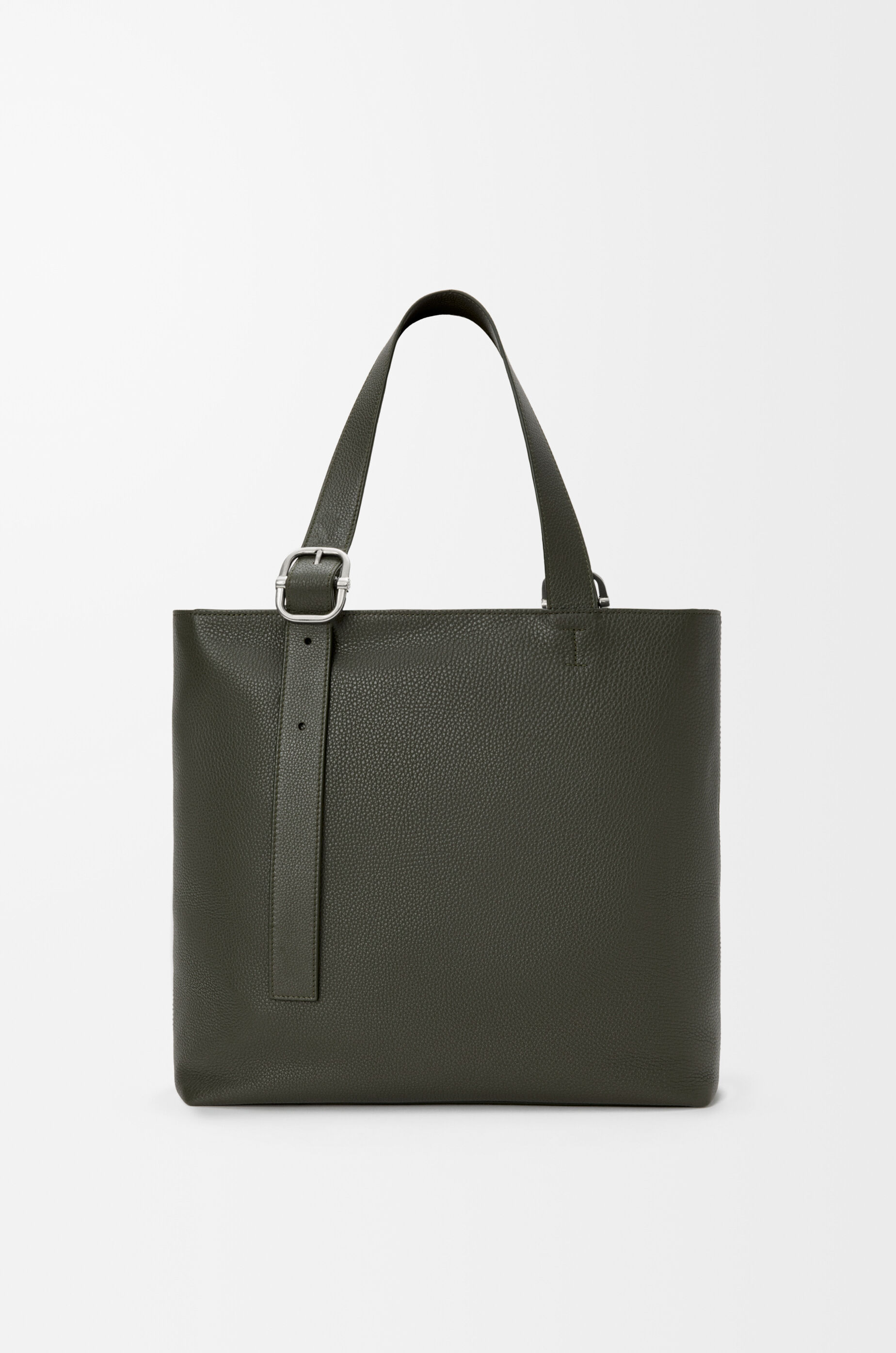 LOEWE Loop zipped tote in supple grained calfskin Dark Khaki