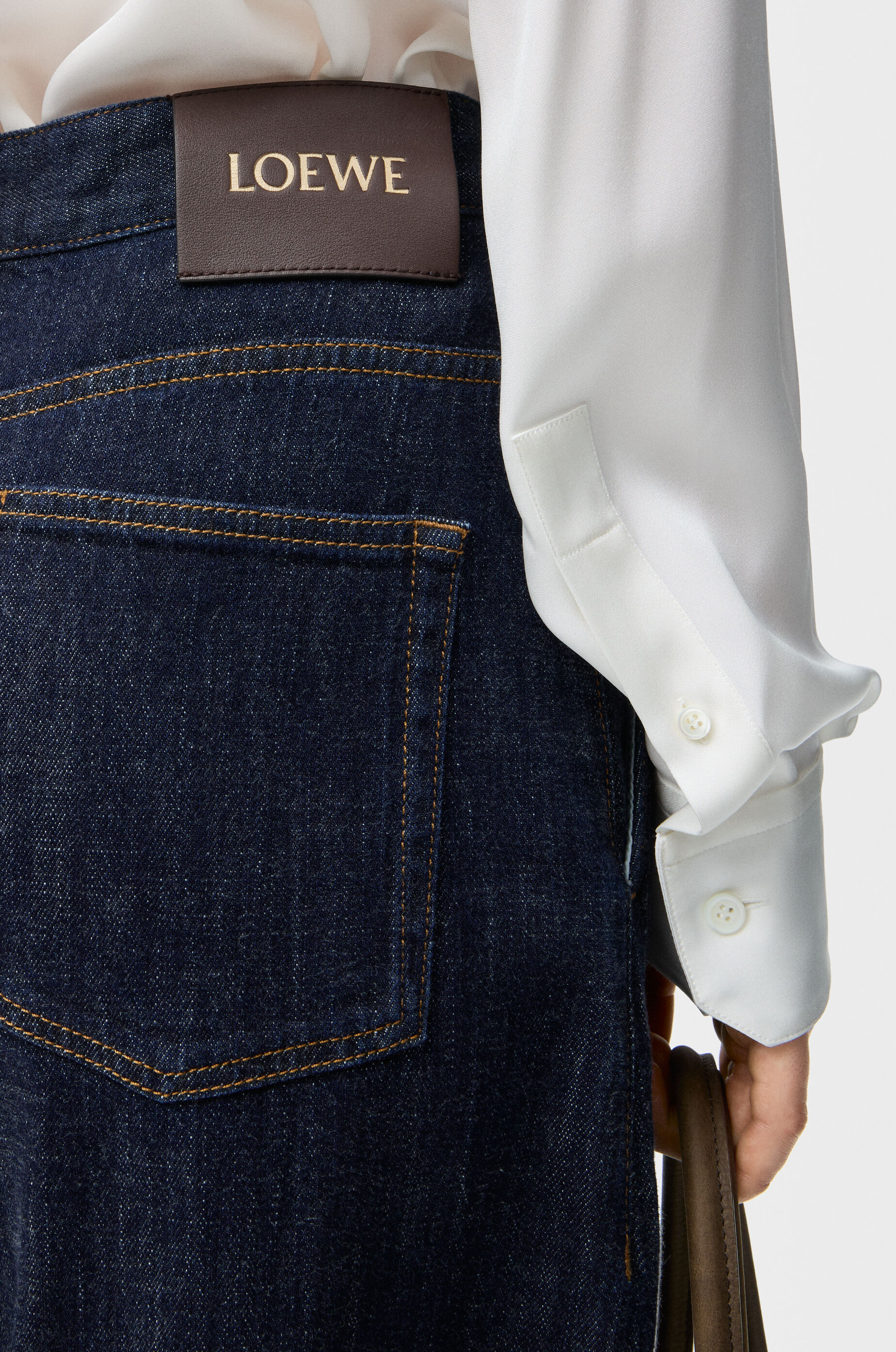 LOEWE Belted jeans in denim Indigo Blue