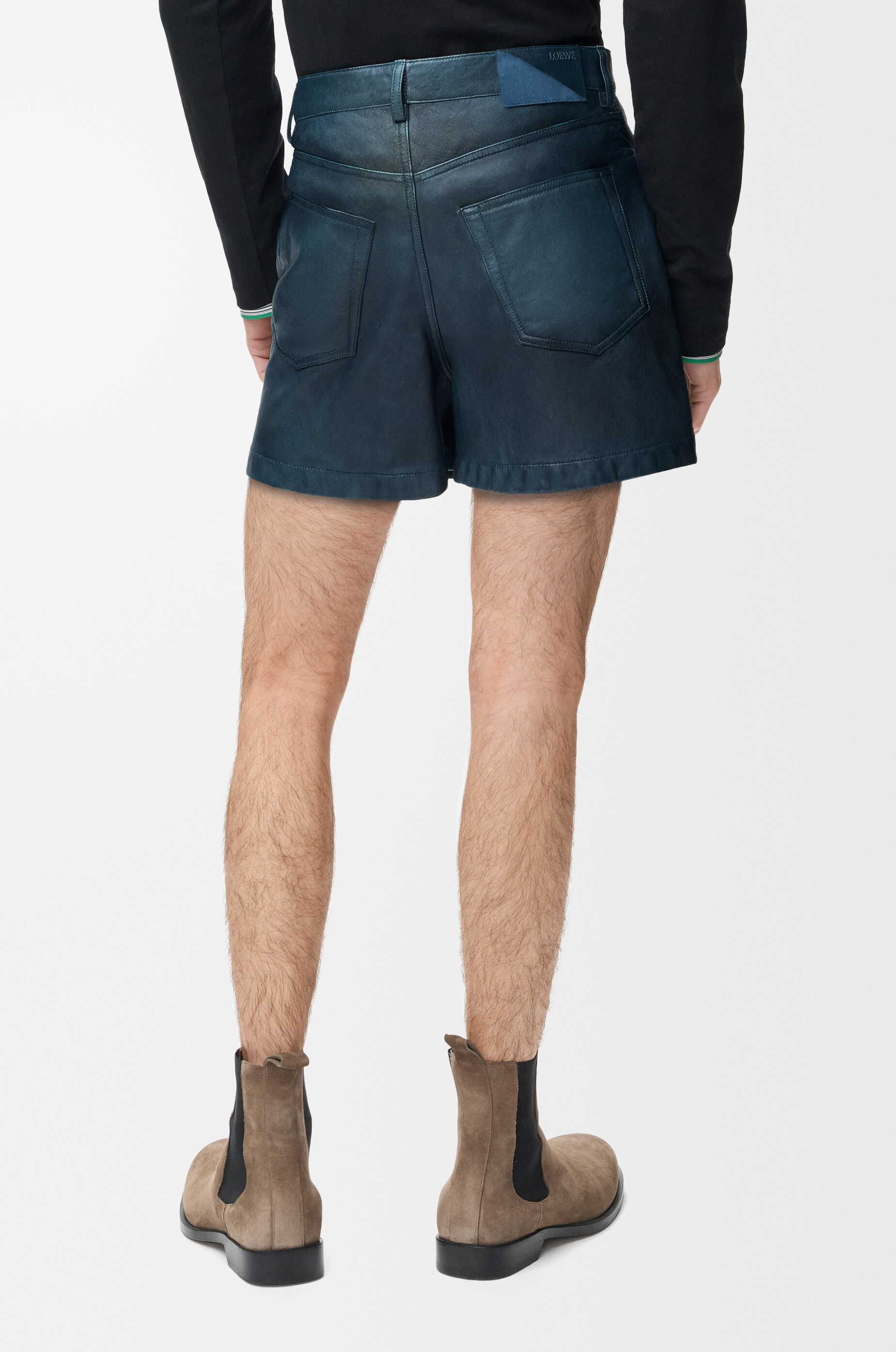 LOEWE Shorts in nappa lambskin Dark Blue Green
