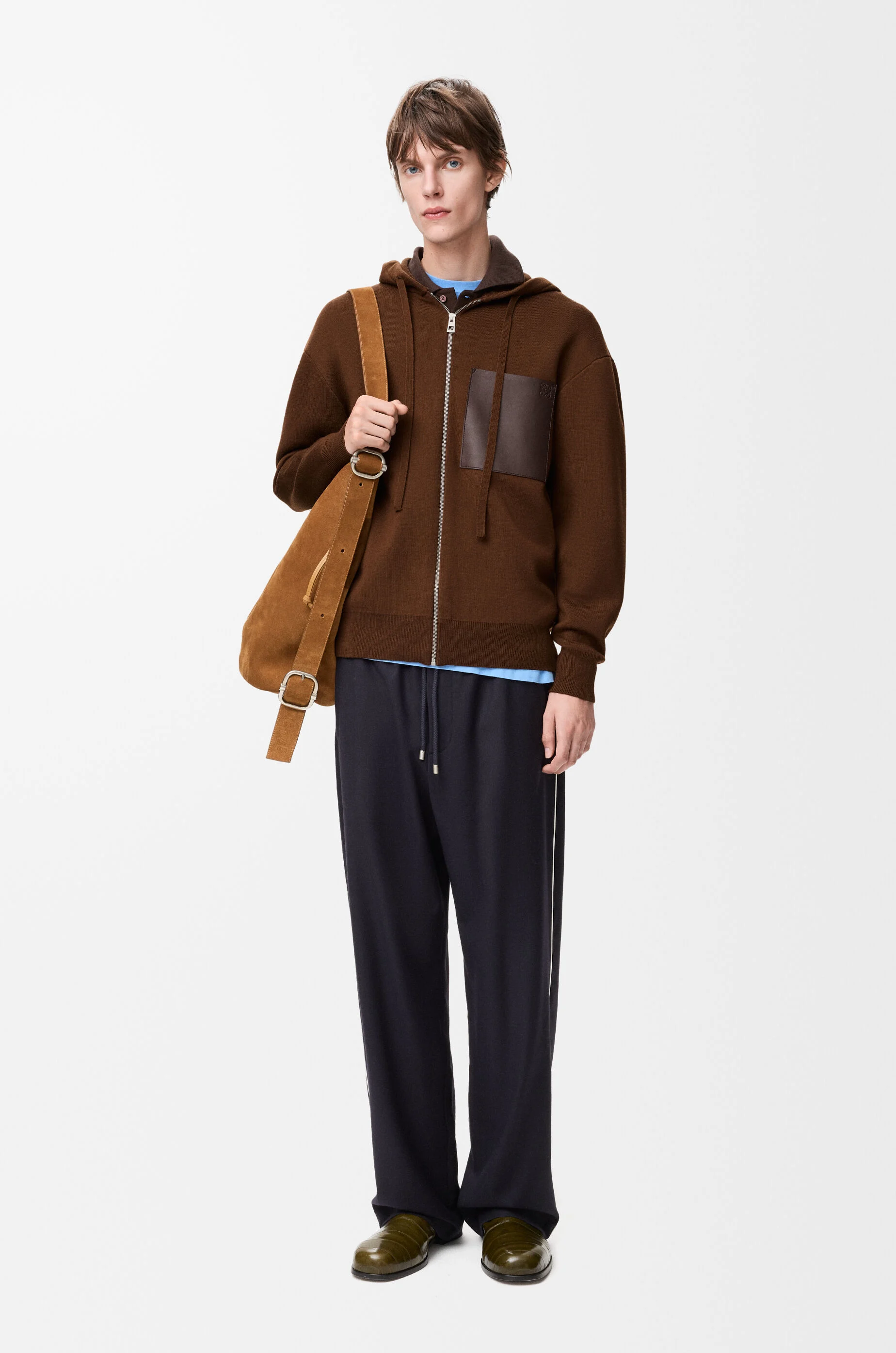 LOEWE Zip-up hoodie in wool Brown
