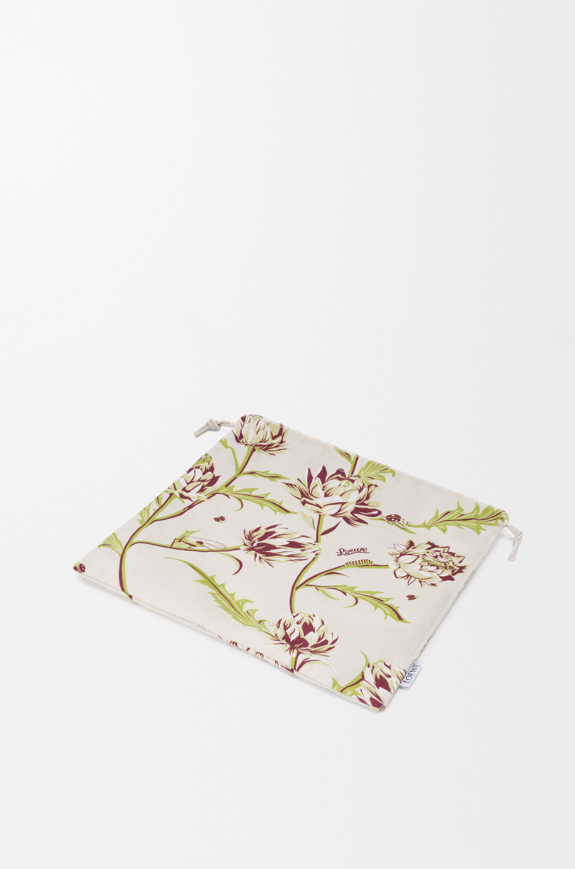 LOEWE Artichoke small drawstring pouch in canvas Soft White