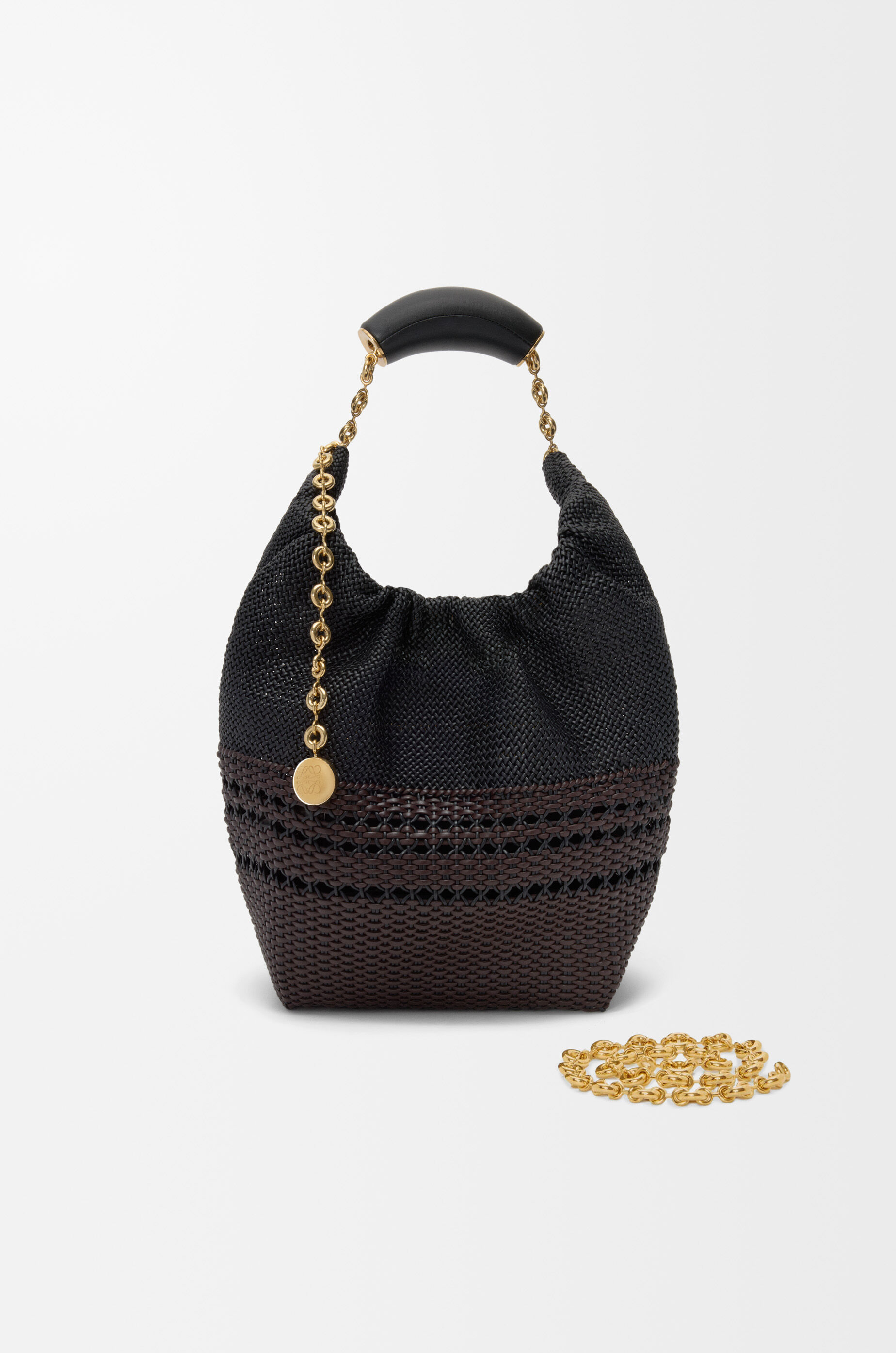 LOEWE Small Squeeze bag in woven nappa calfskin Black/Brown