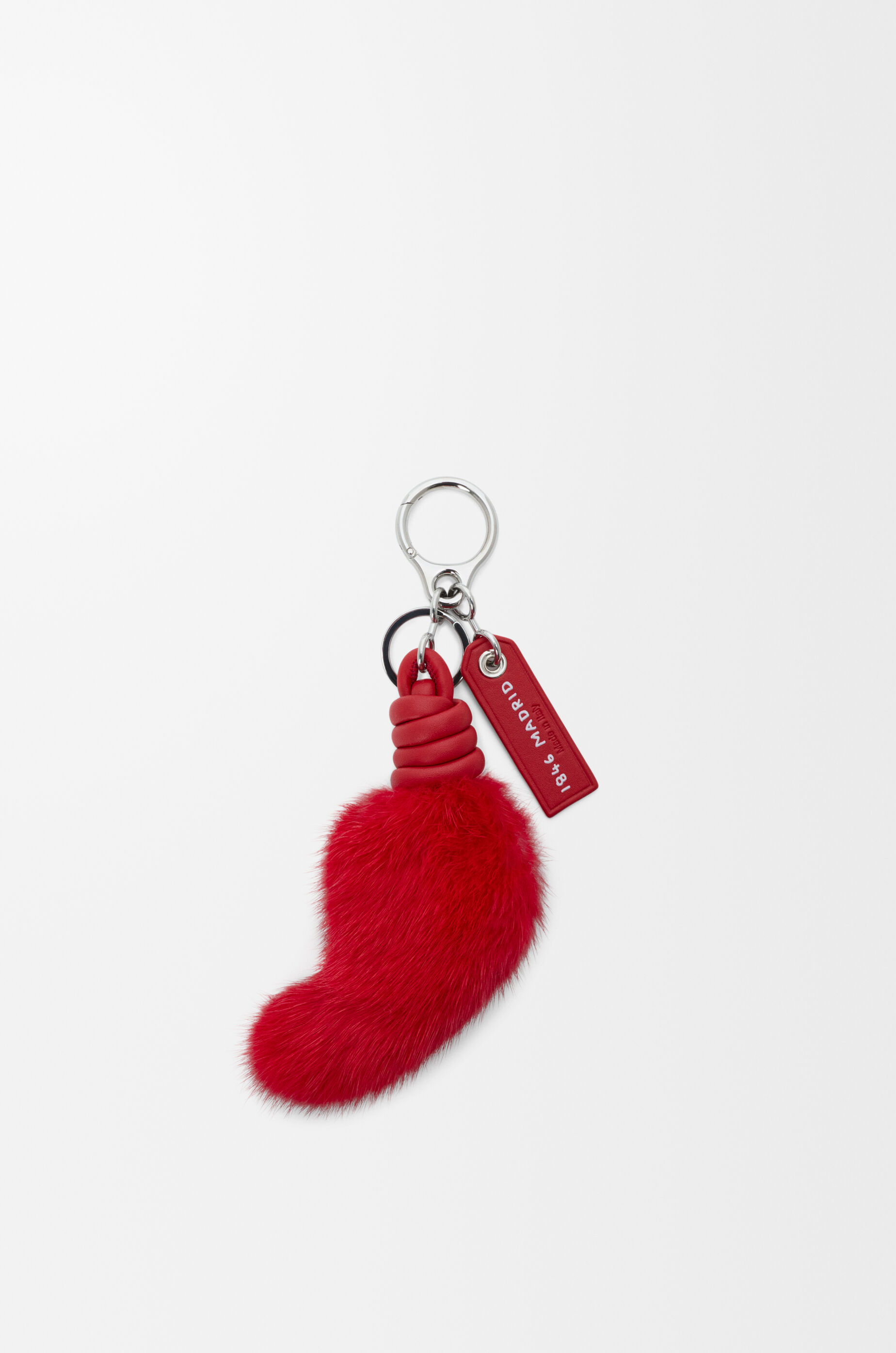 LOEWE Lion tail charm in mink and calfskin Red