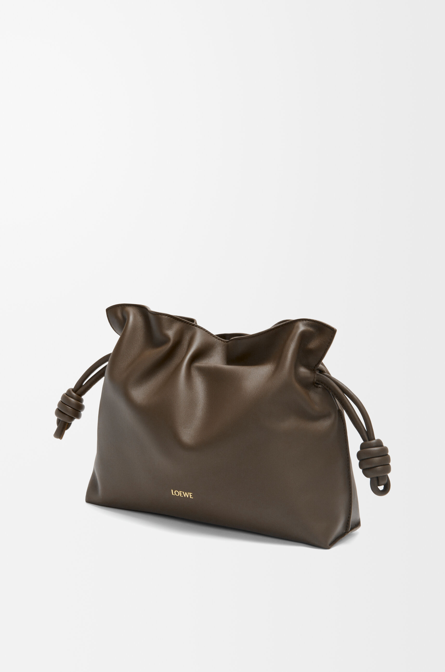 LOEWE Medium Flamenco clutch in nappa calfskin Chocolate