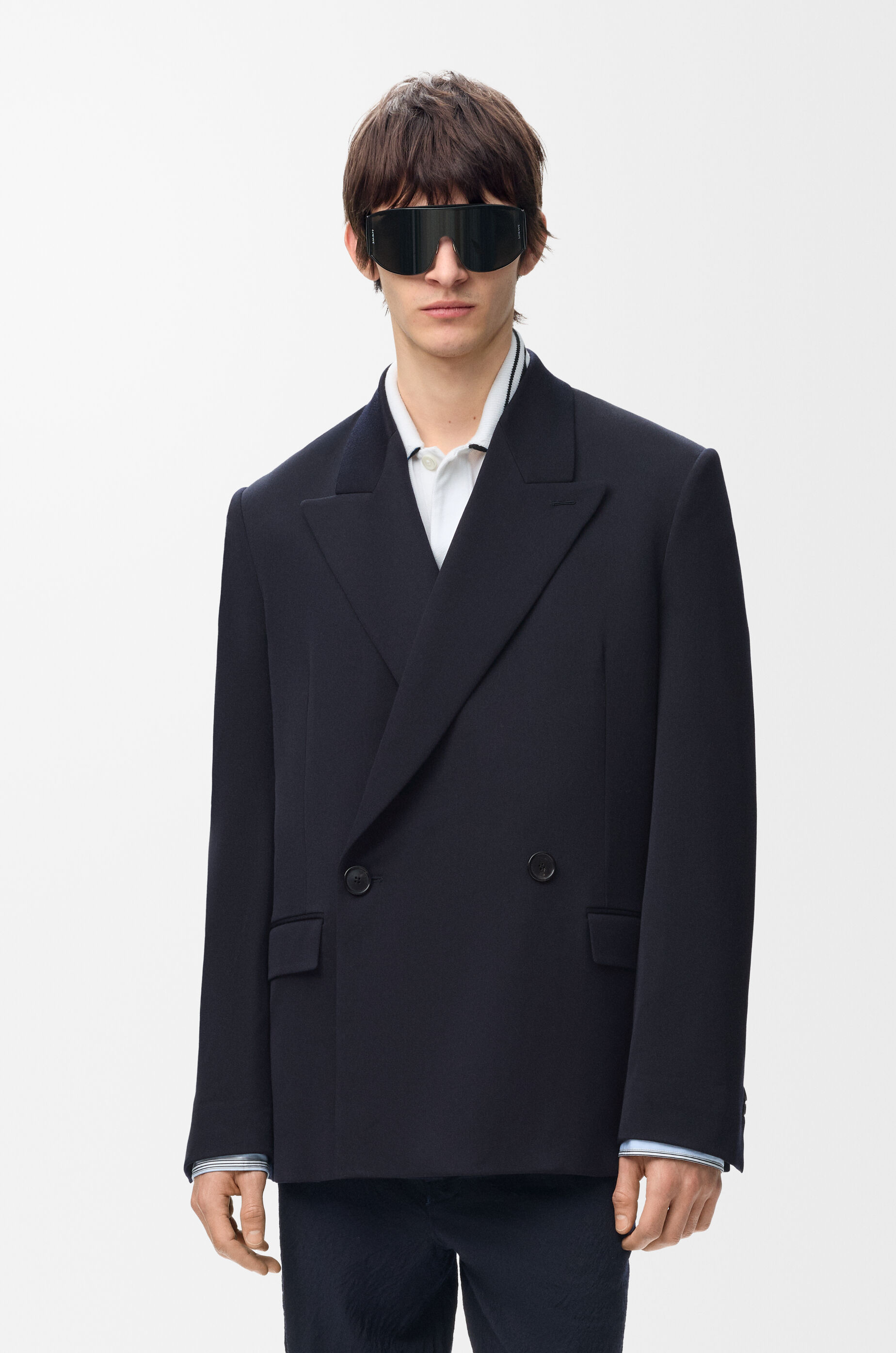 LOEWE Double-breasted jacket in wool blend Dark Navy Blue