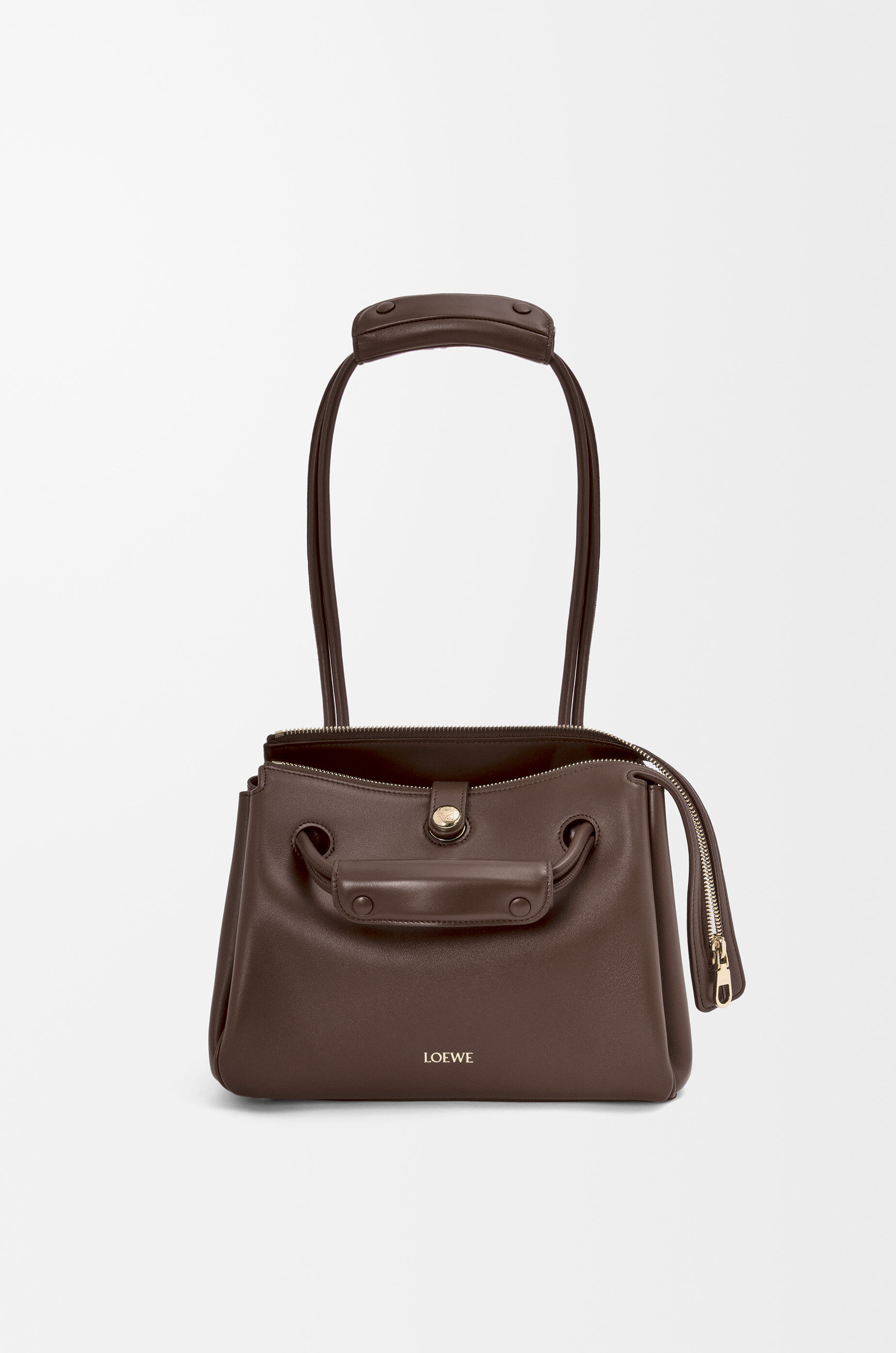LOEWE Small Madrid bag in supple calfskin Dark Chestnut