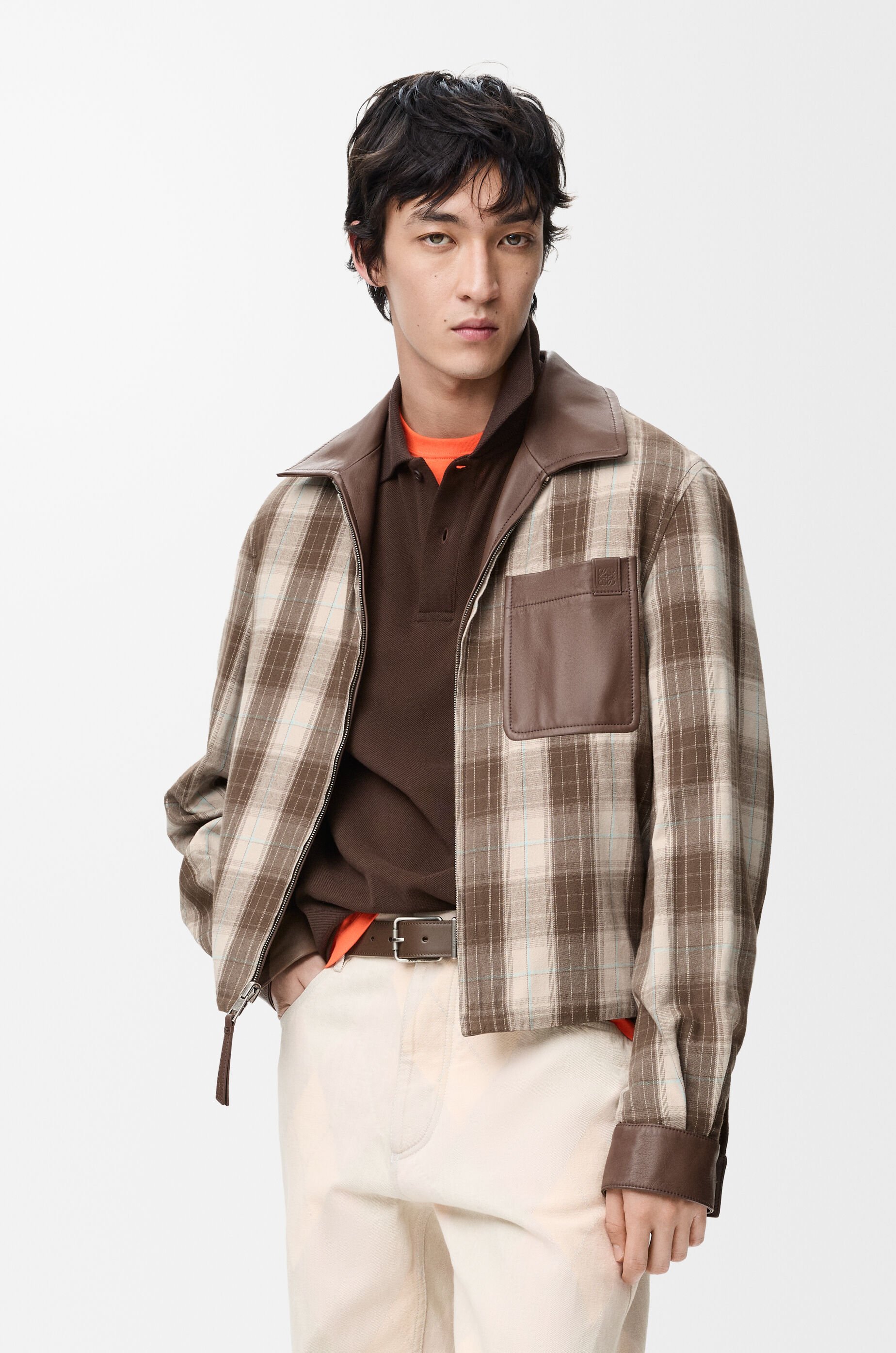 LOEWE Zip-up jacket in nappa lambskin Taupe
