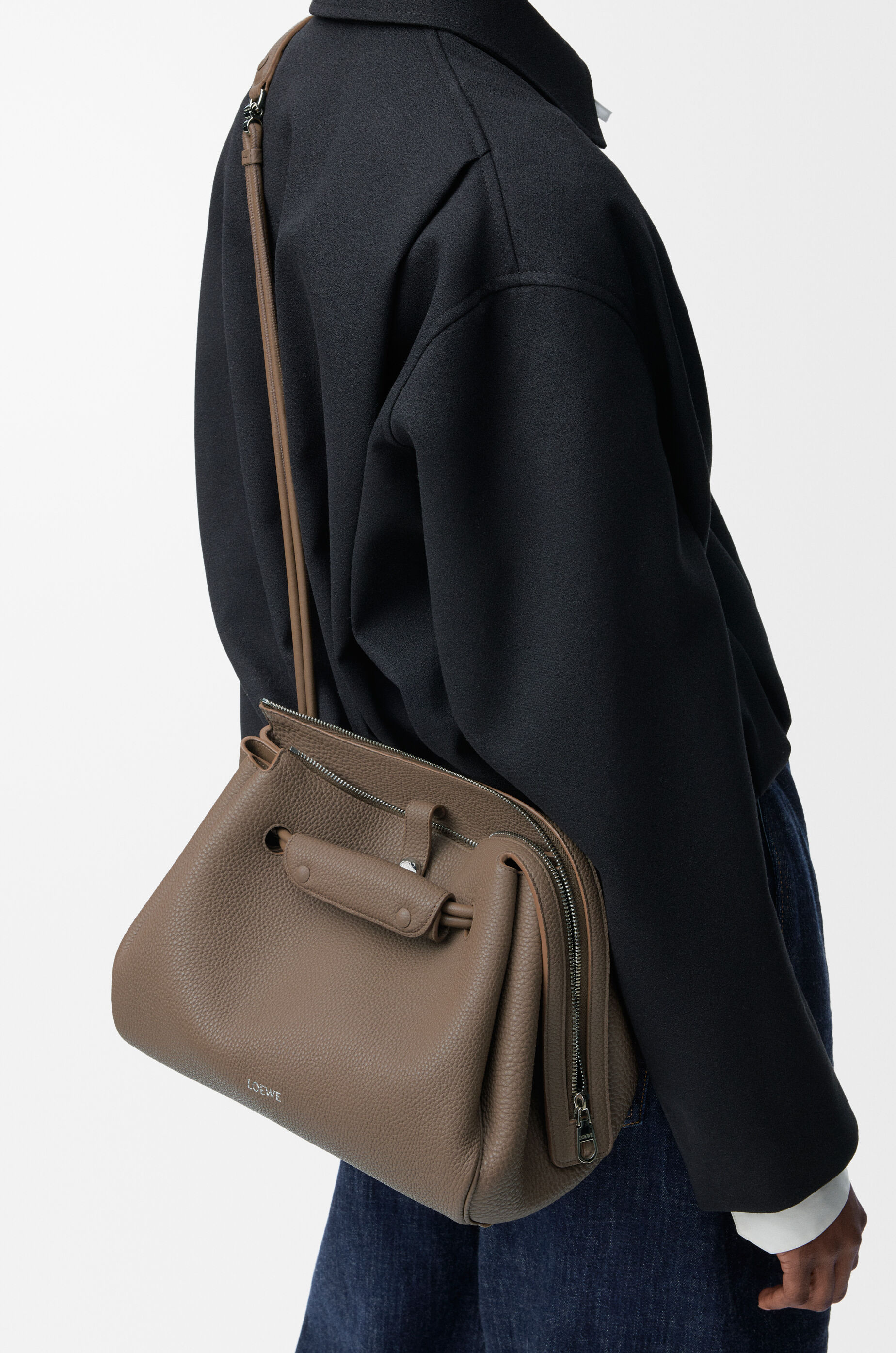 LOEWE Medium Madrid bag in supple grained calfskin Taupe