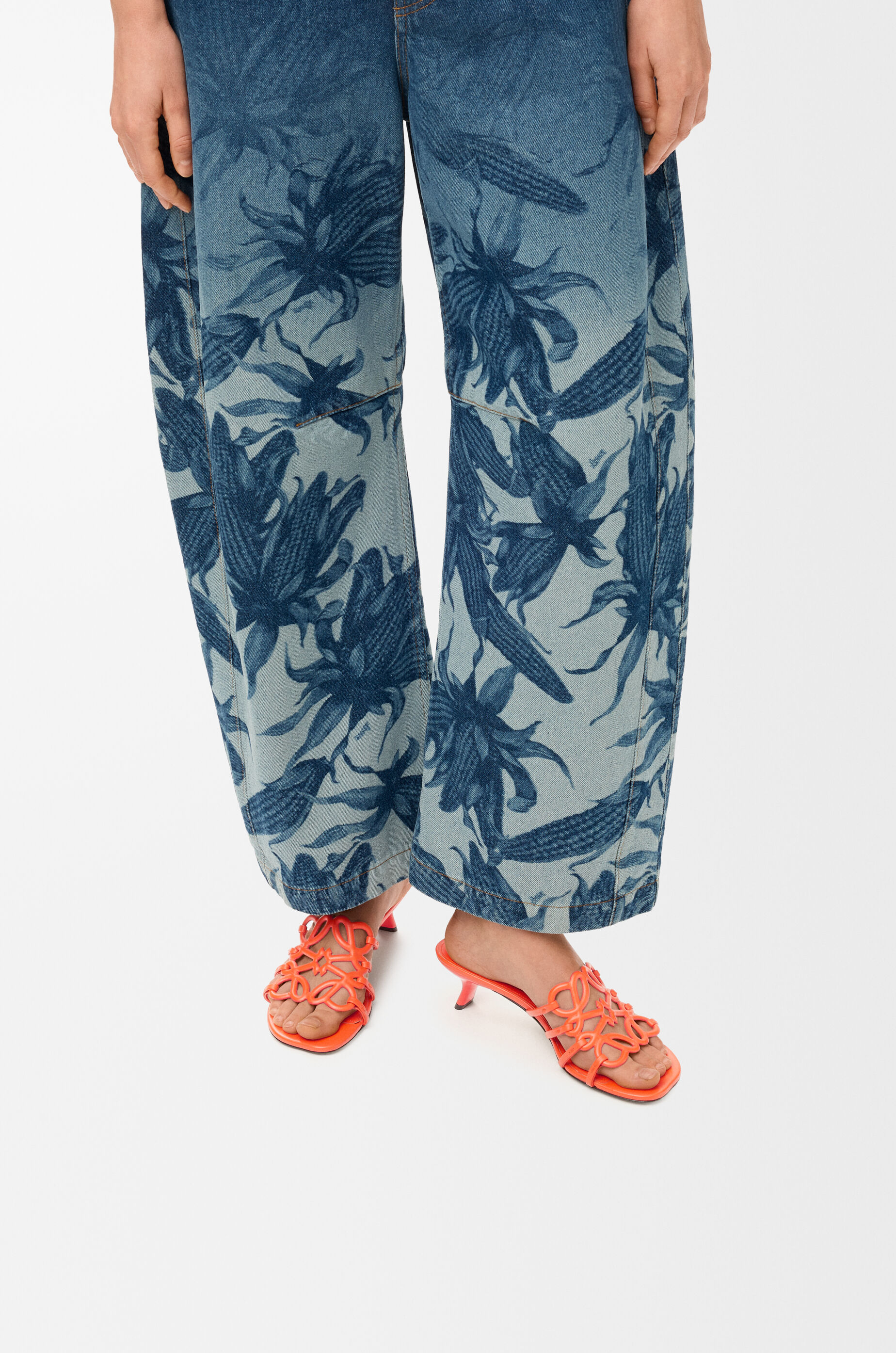 LOEWE Petal Anagram slide in soft calfskin Deep Saffron
