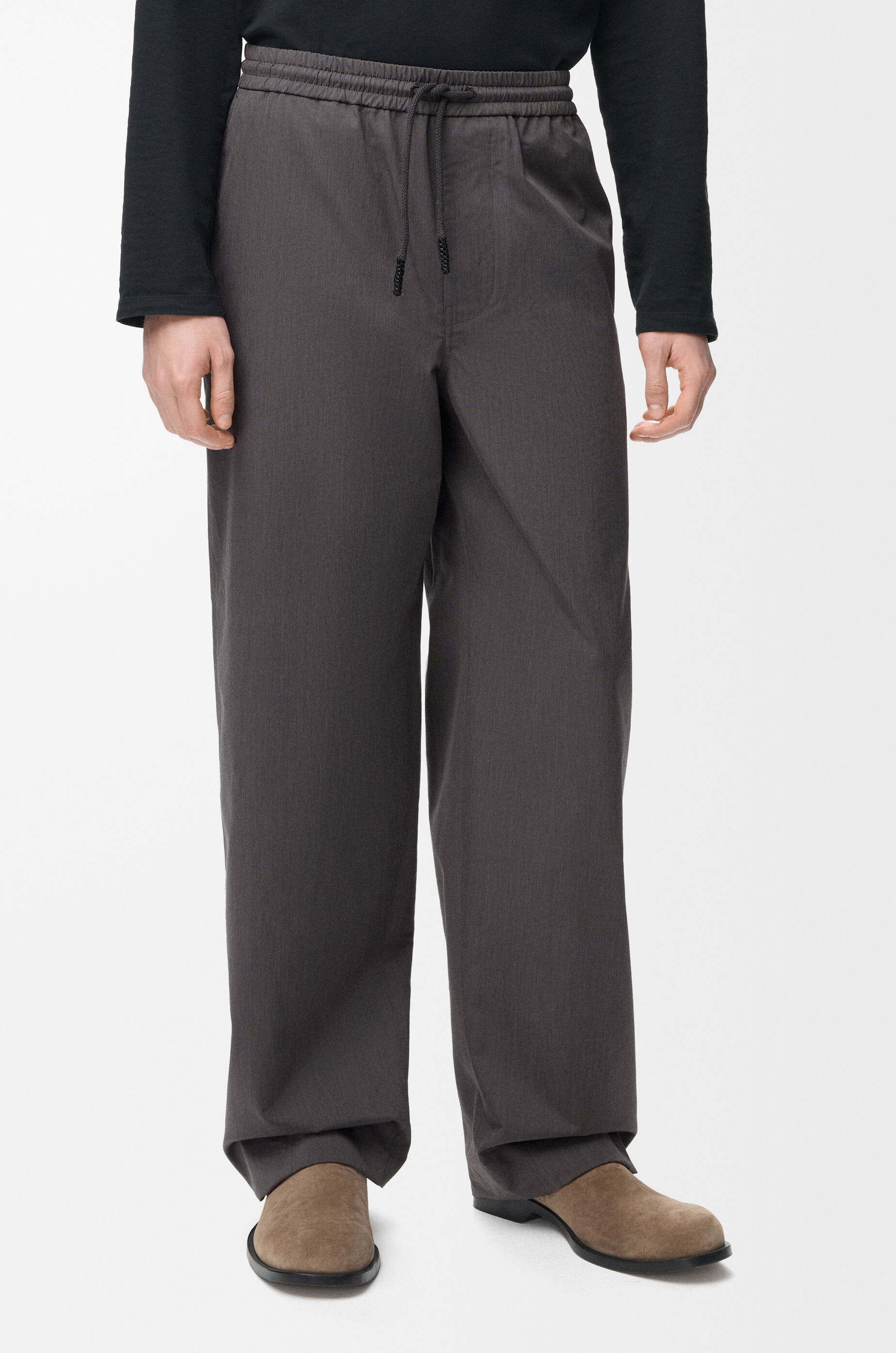 LOEWE Drawstring trousers in cotton and silk Medium Grey