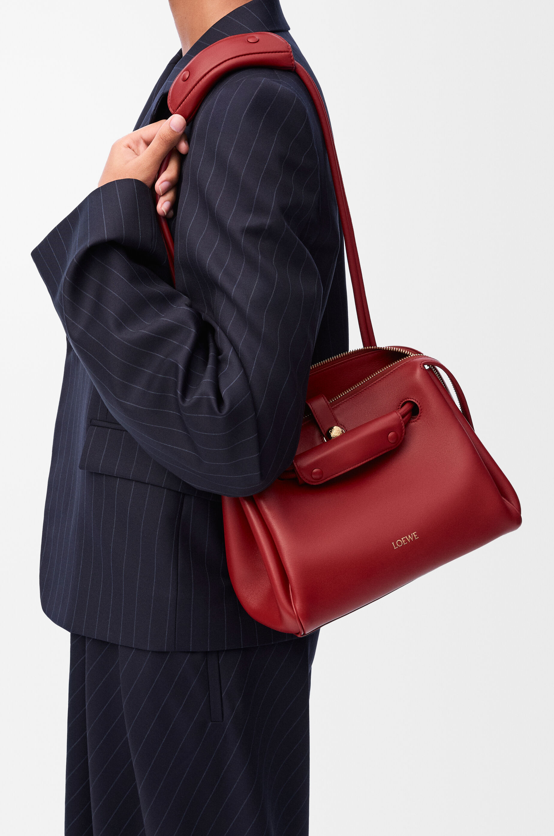 LOEWE Small Madrid bag in supple calfskin Burnt Red