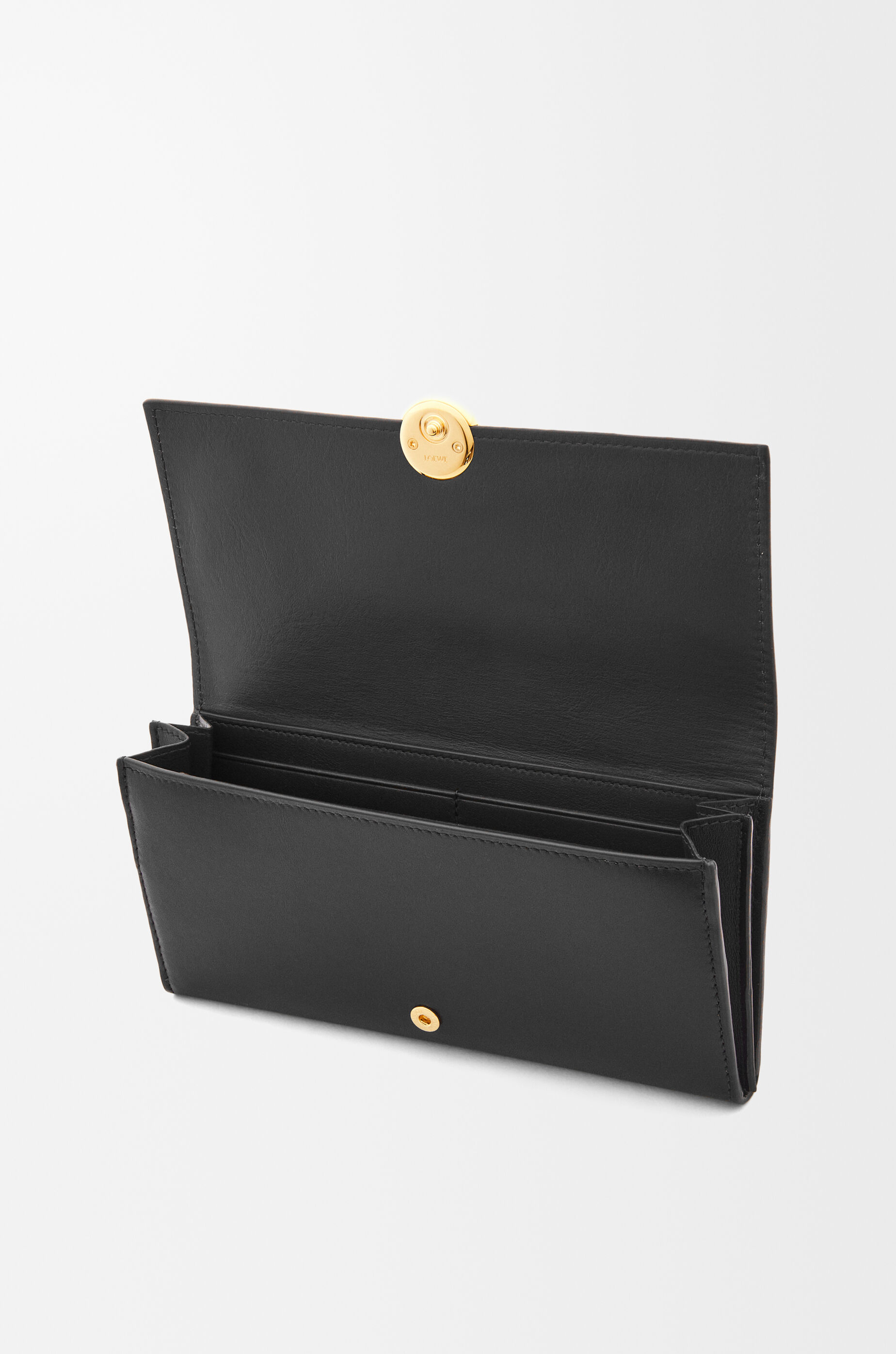 LOEWE Pebble continental wallet in shiny nappa calfskin Black