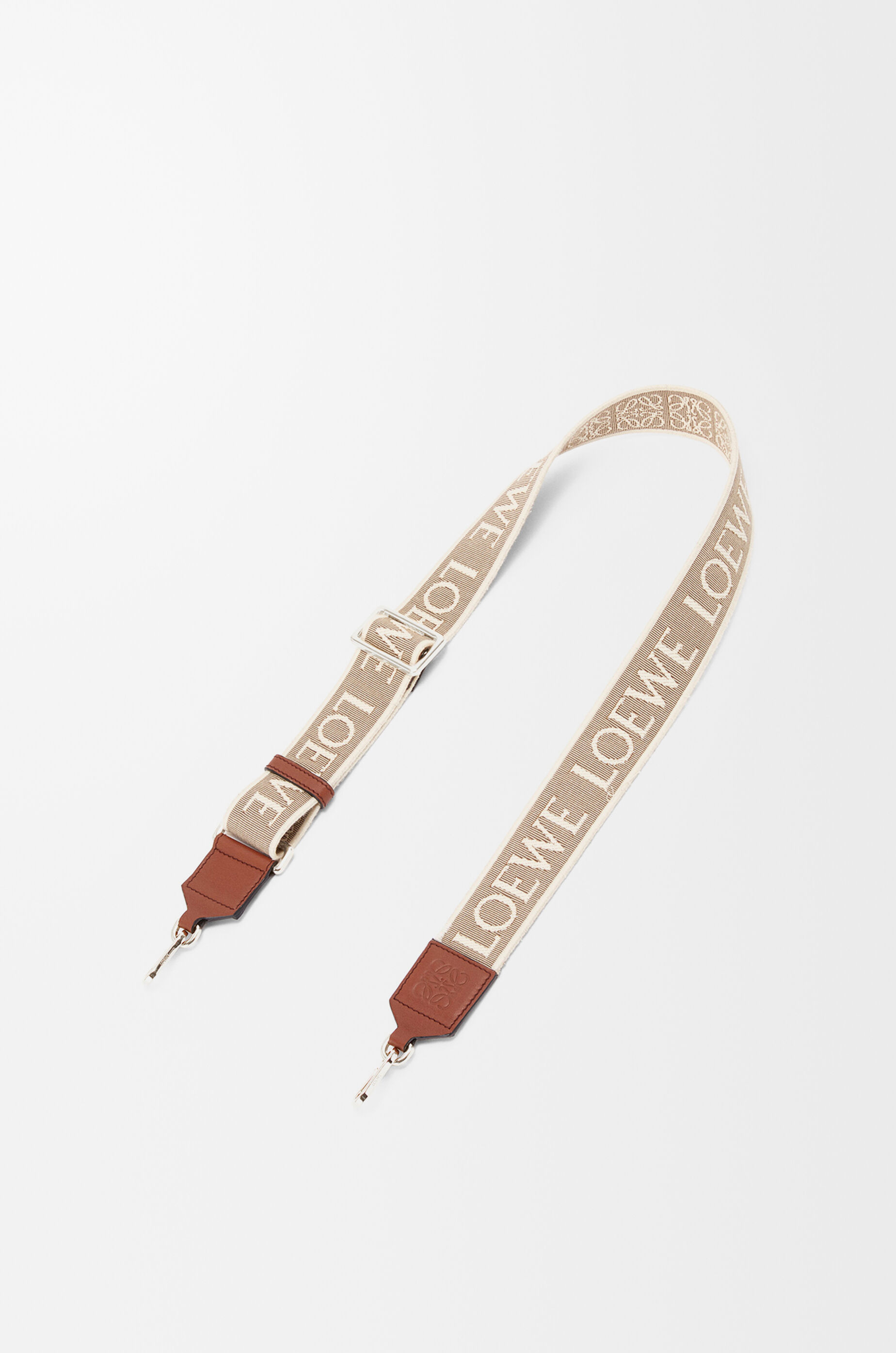 LOEWE Anagram strap in jacquard and calfskin Natural/Tan/Palladium