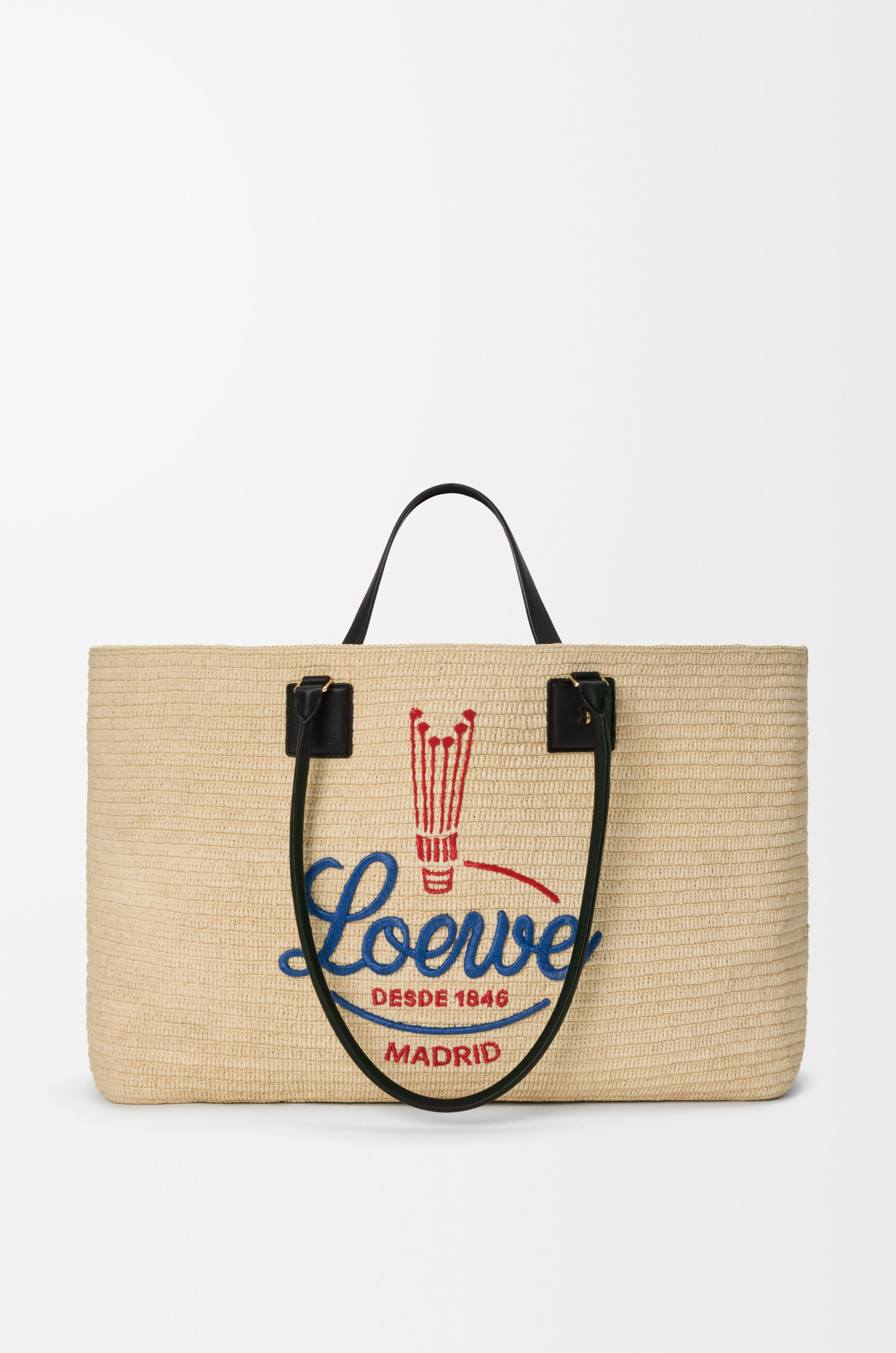 LOEWE XL Verano tote in raffia White/Multicolor