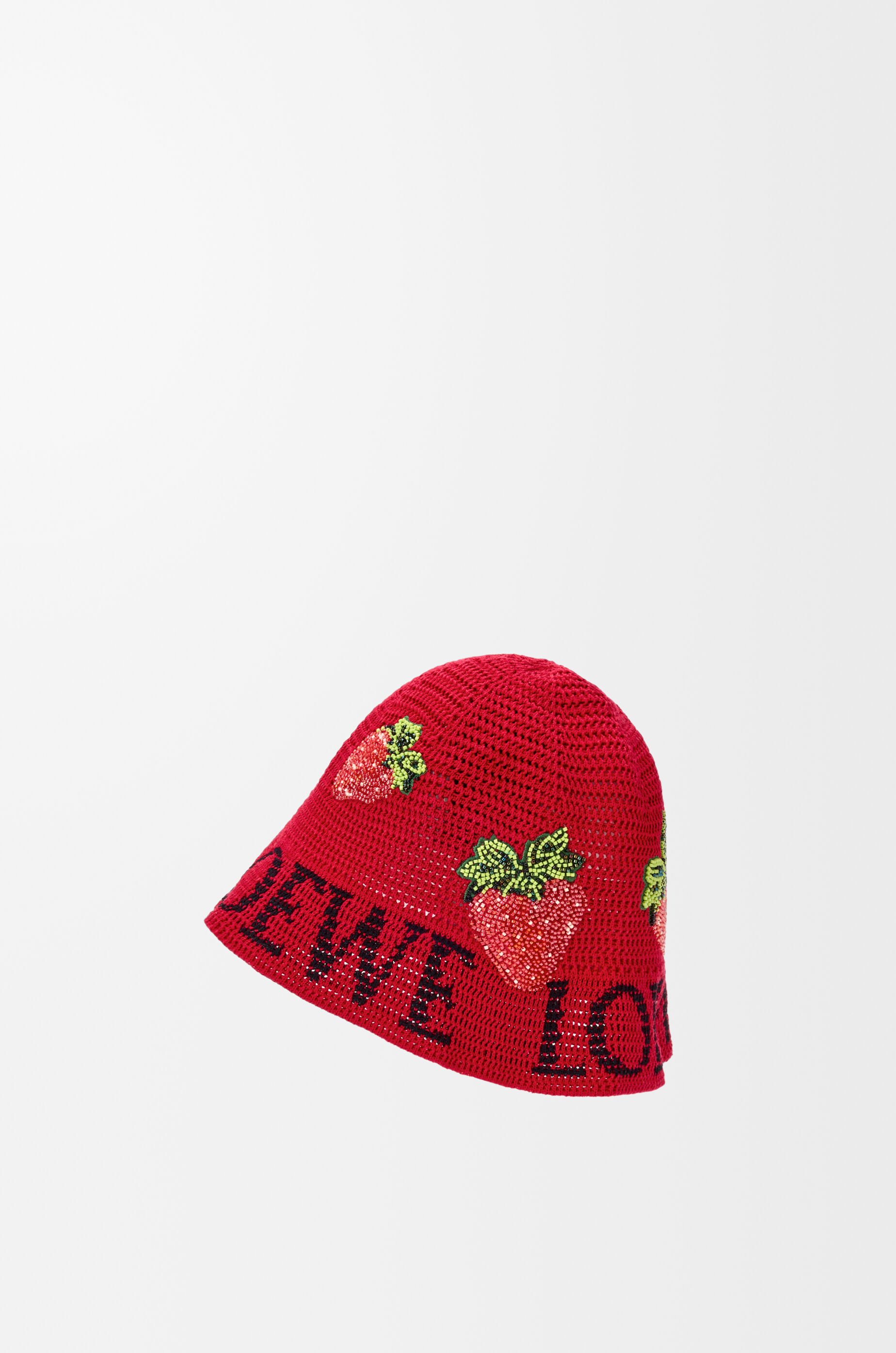 LOEWE Strawberry bucket hat in cotton Red