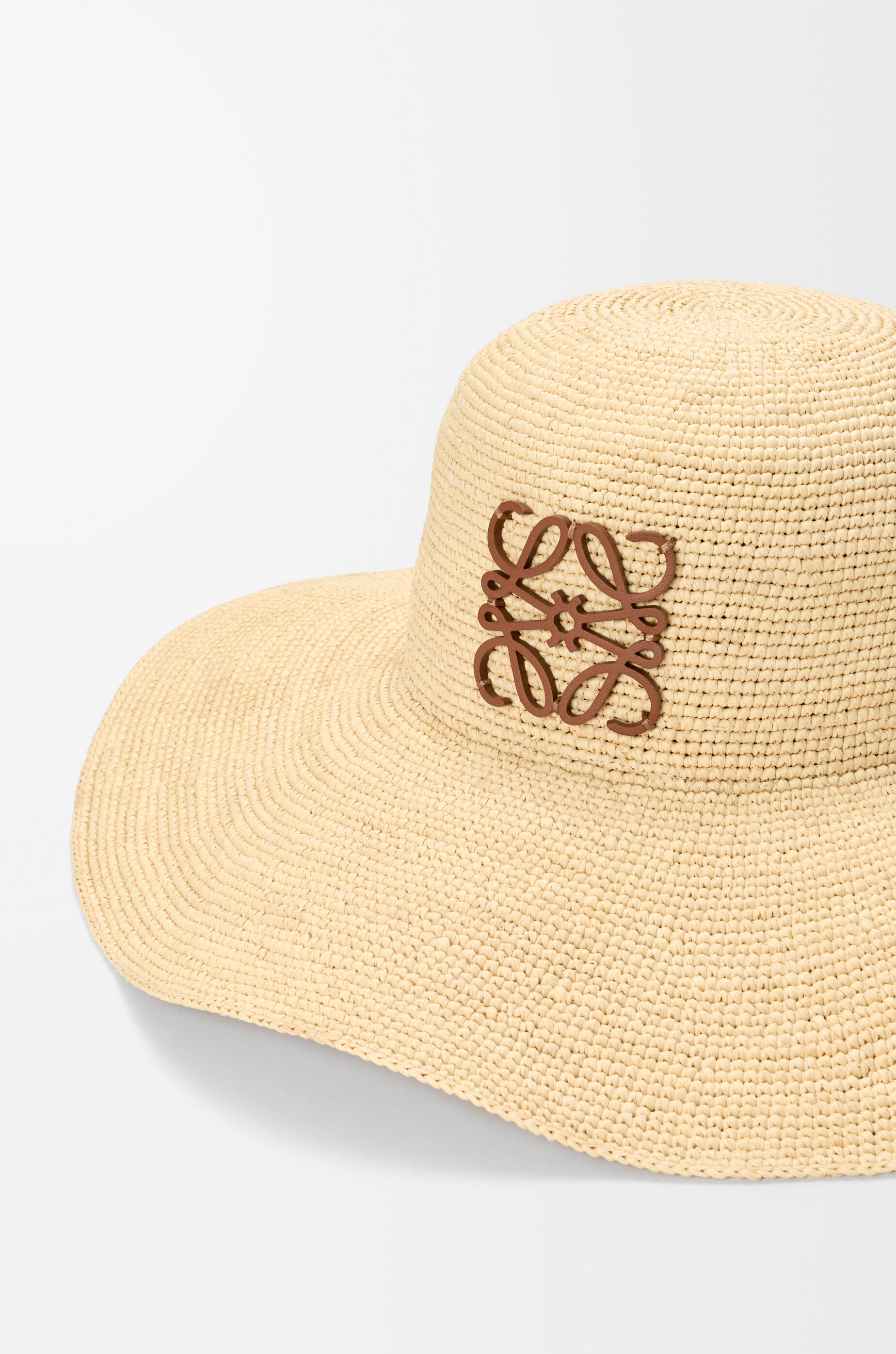 LOEWE Sun hat in raffia and calfskin Natural