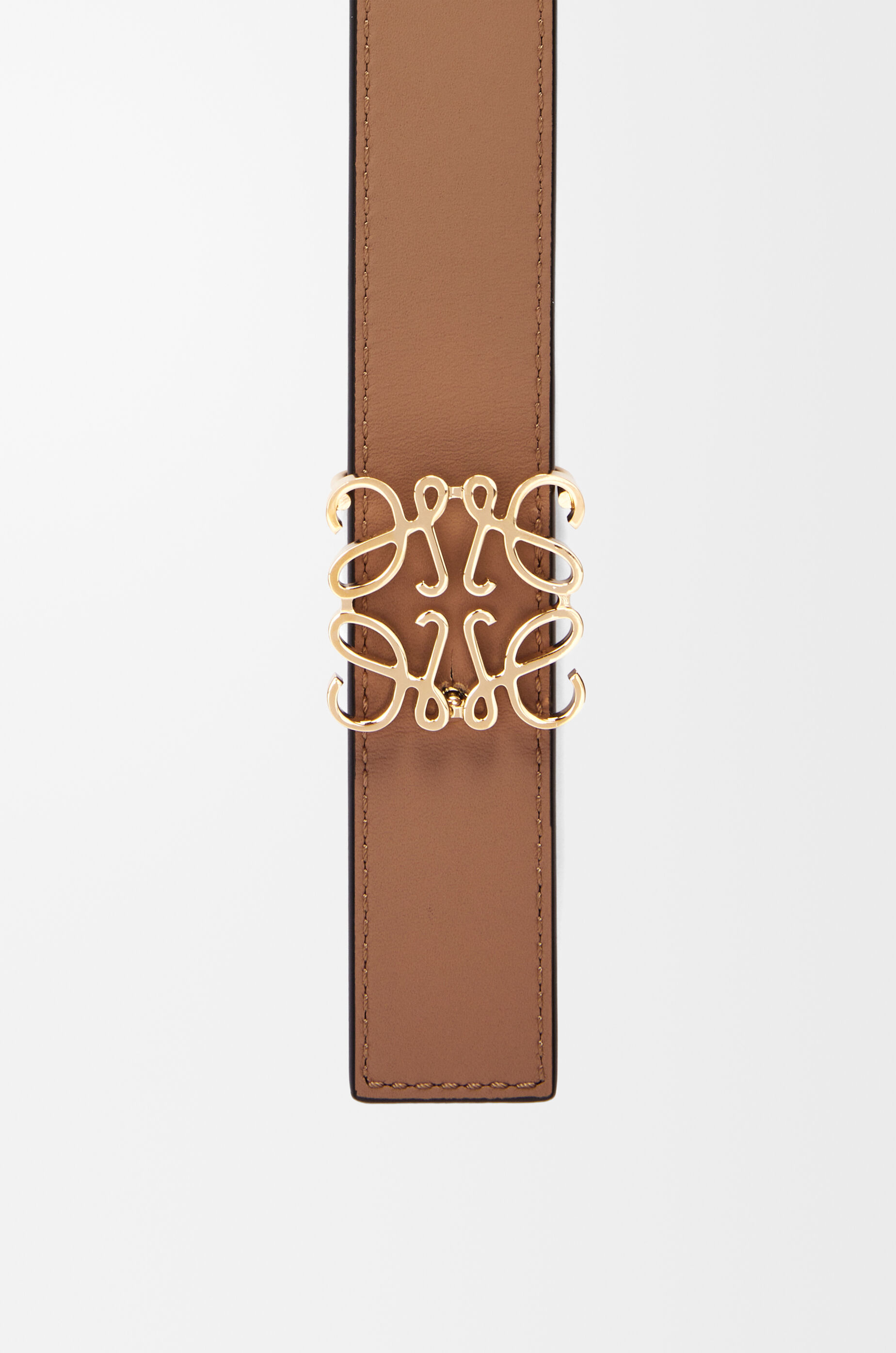 LOEWE Reversible Anagram belt in smooth calfskin Burgundy/Gold