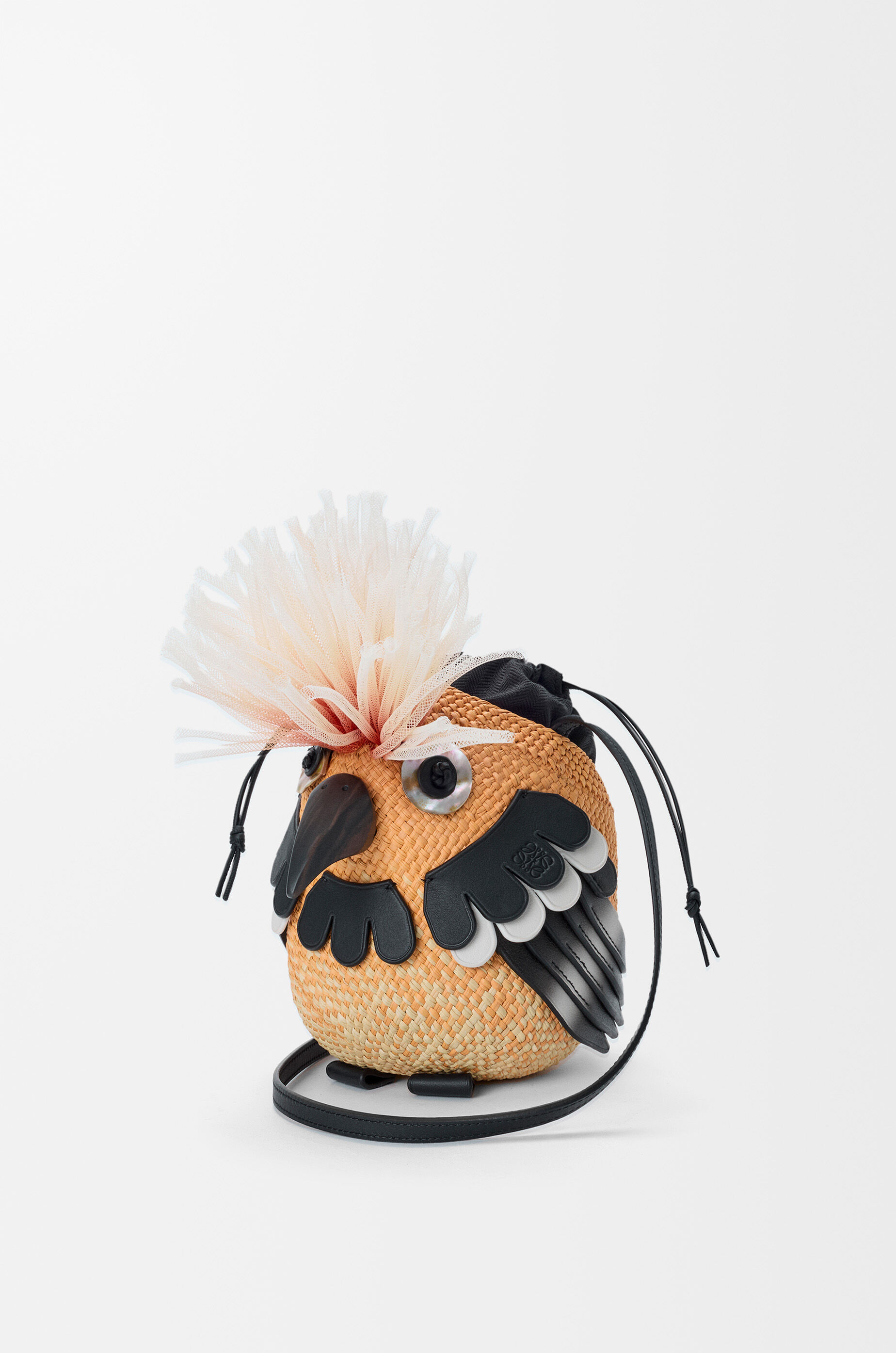 LOEWE Bird bag in iraca palm and calfskin Orange