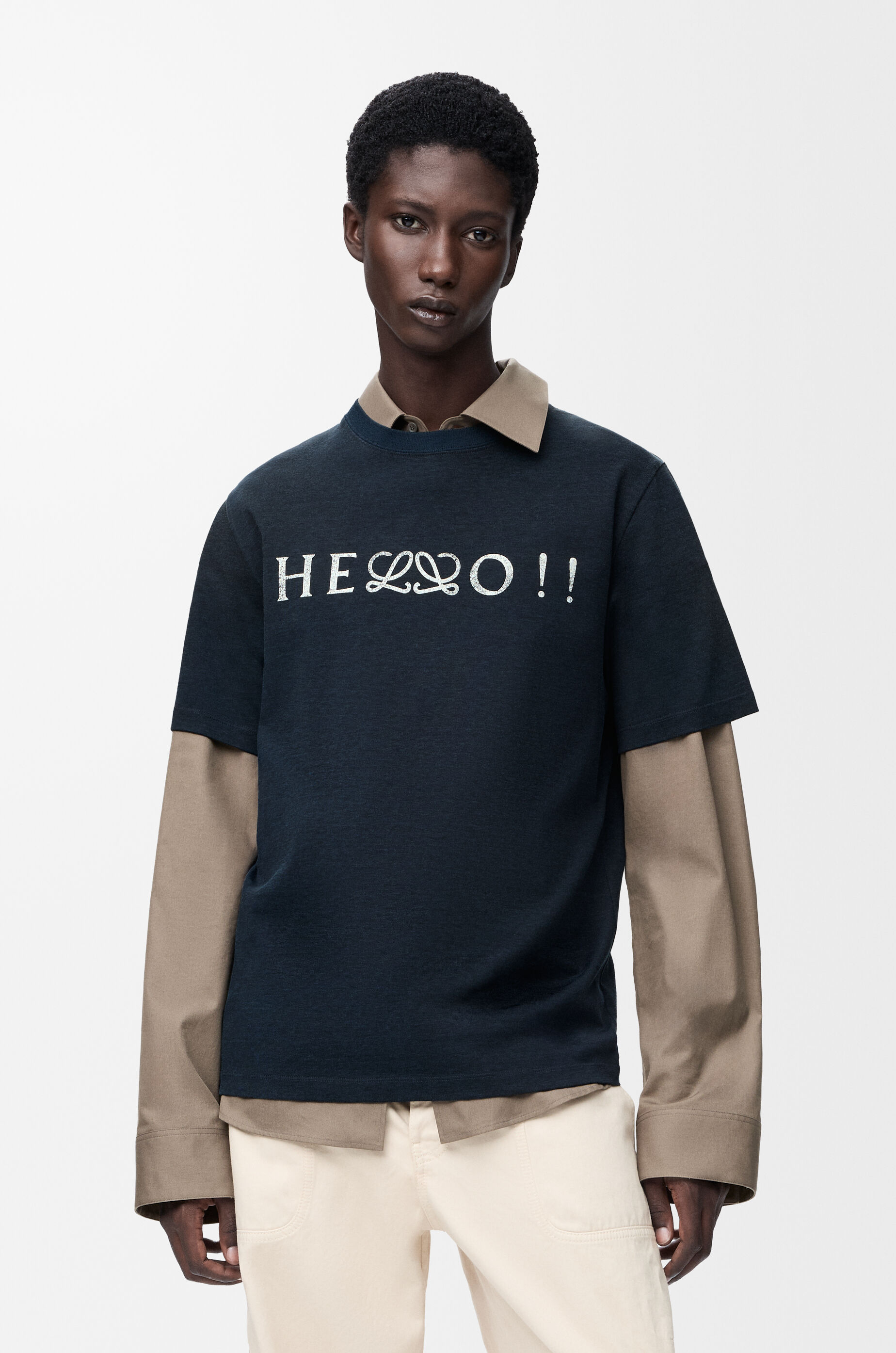 LOEWE Regular fit T-shirt in cotton blend Navy Blue