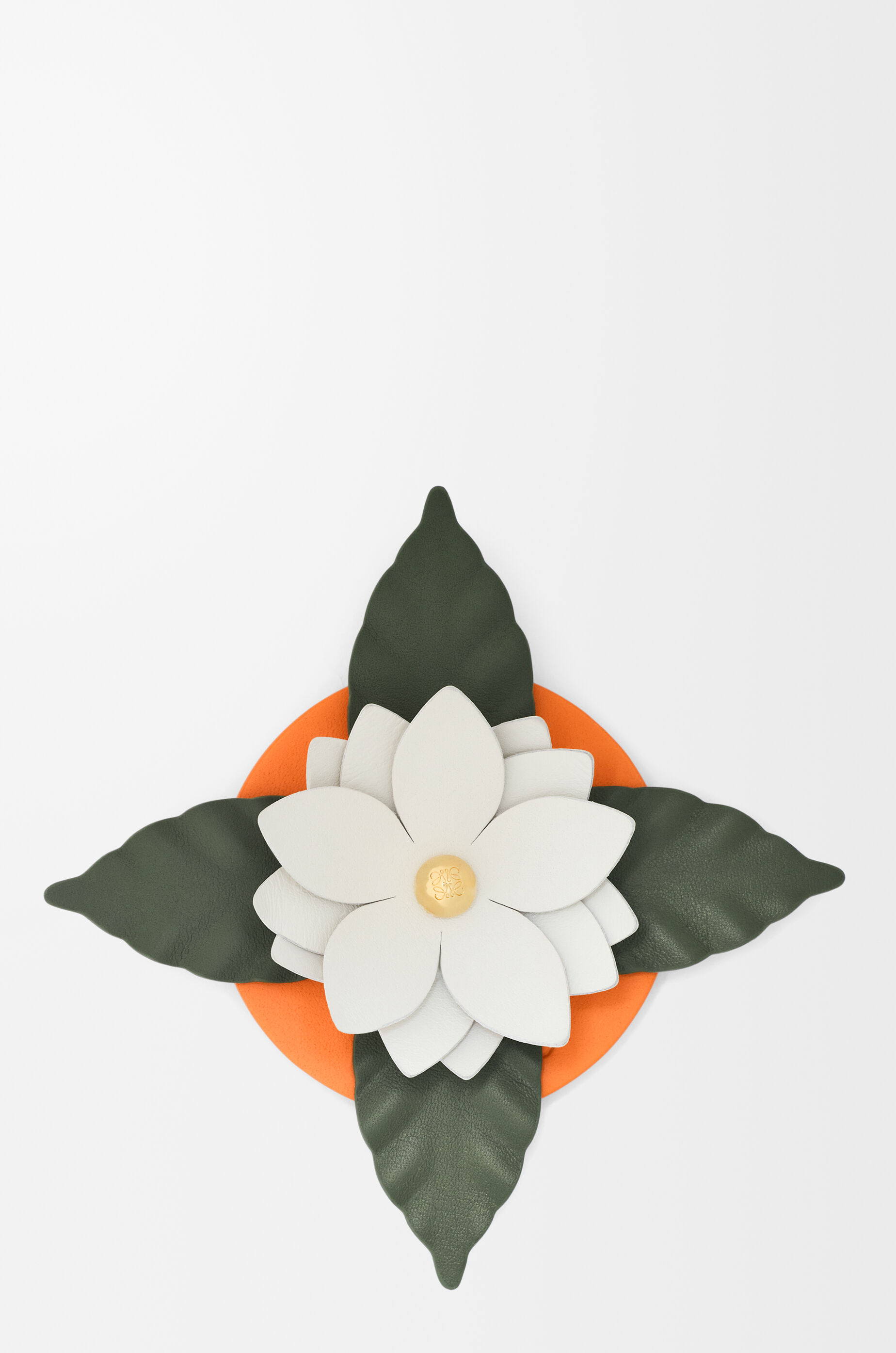 LOEWE Small orchid candle lid in classic calfskin and brass Soft White