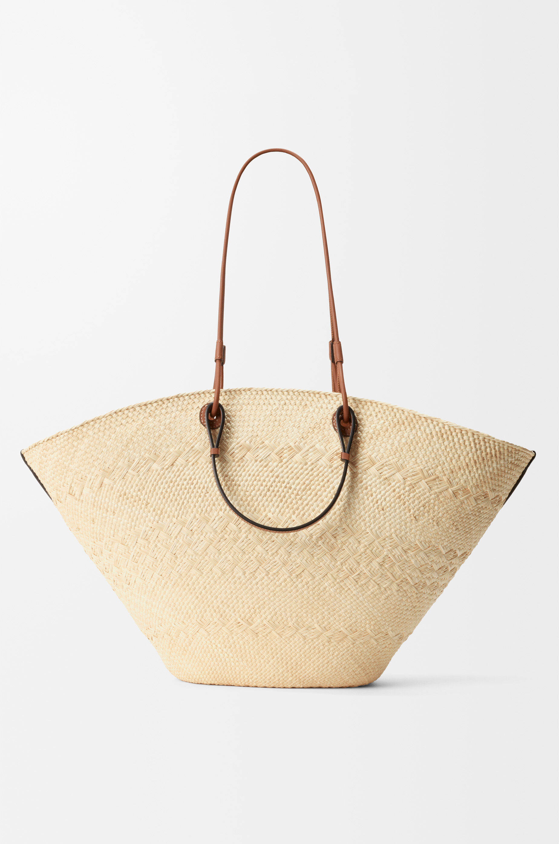 LOEWE Large Anagram basket bag in iraca palm and calfskin Natural/Tan