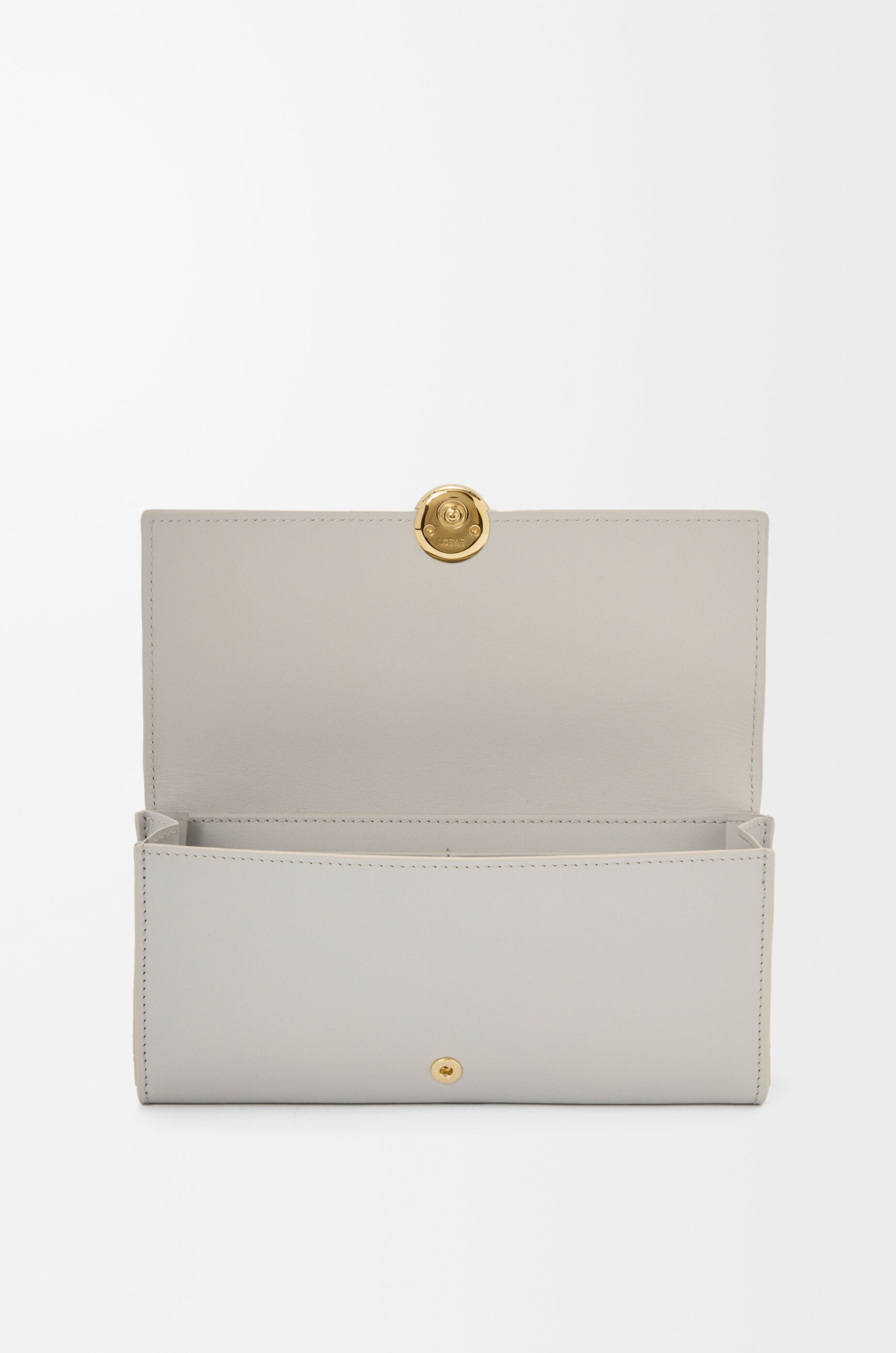 LOEWE Pebble continental wallet in shiny nappa calfskin Shell Grey