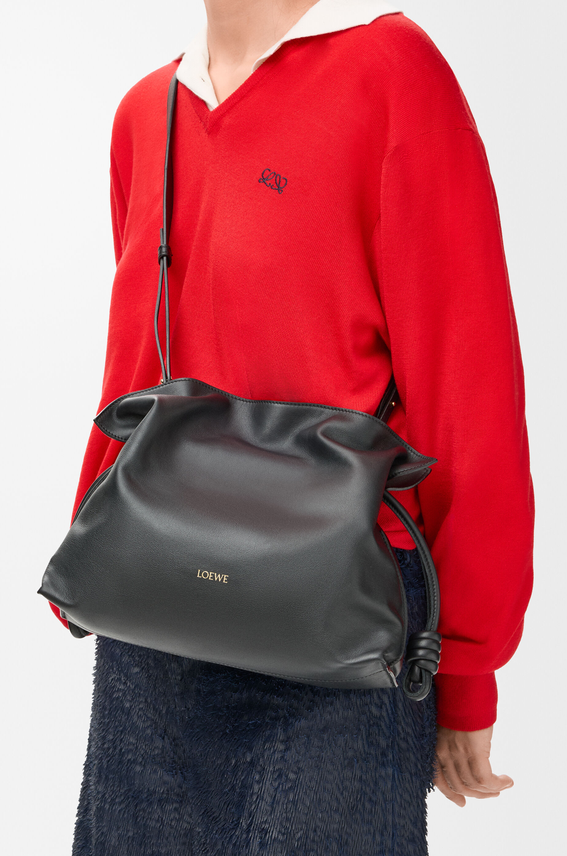 LOEWE Medium Flamenco clutch in nappa calfskin Black