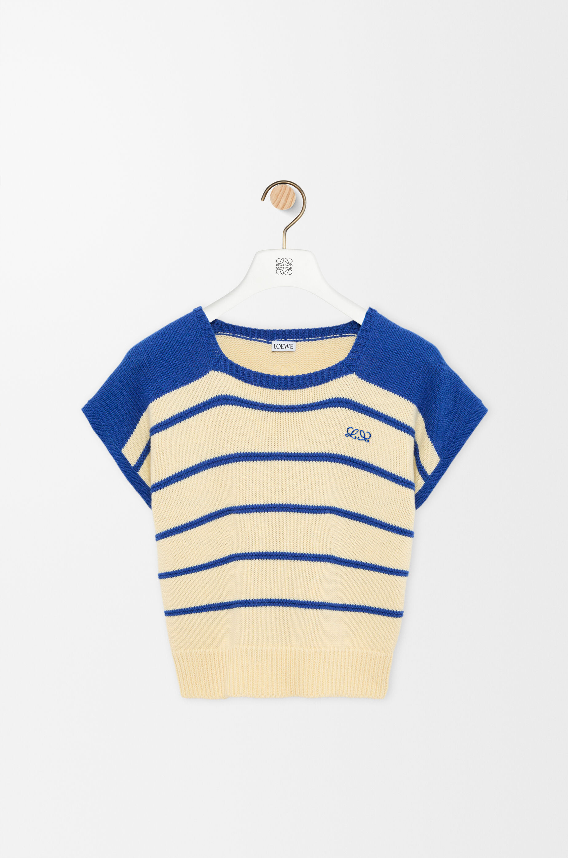 LOEWE Sleeveless sweater in cotton and wool Yellow/Blue