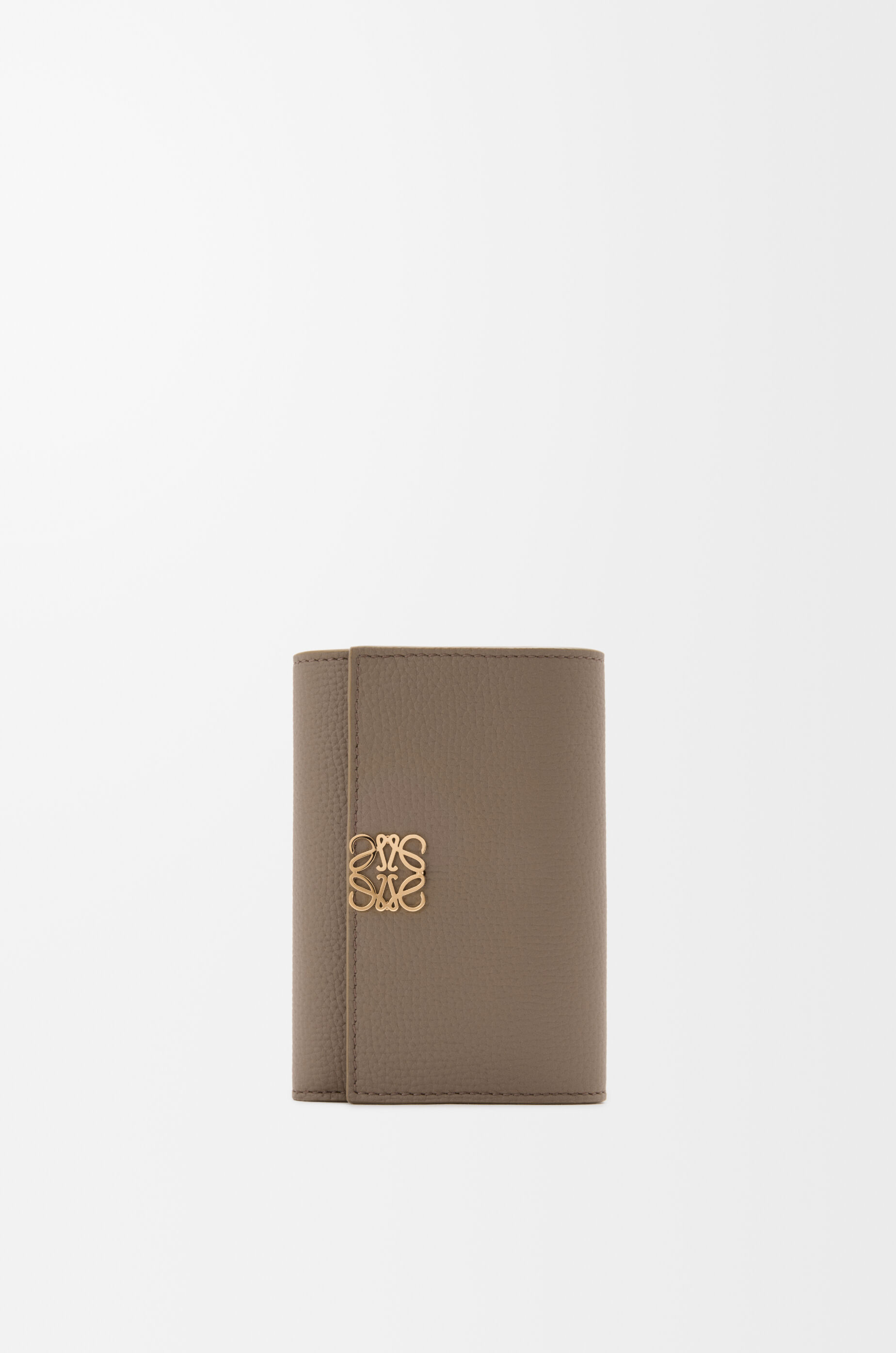 LOEWE Anagram small vertical wallet in pebble grained calfskin Taupe
