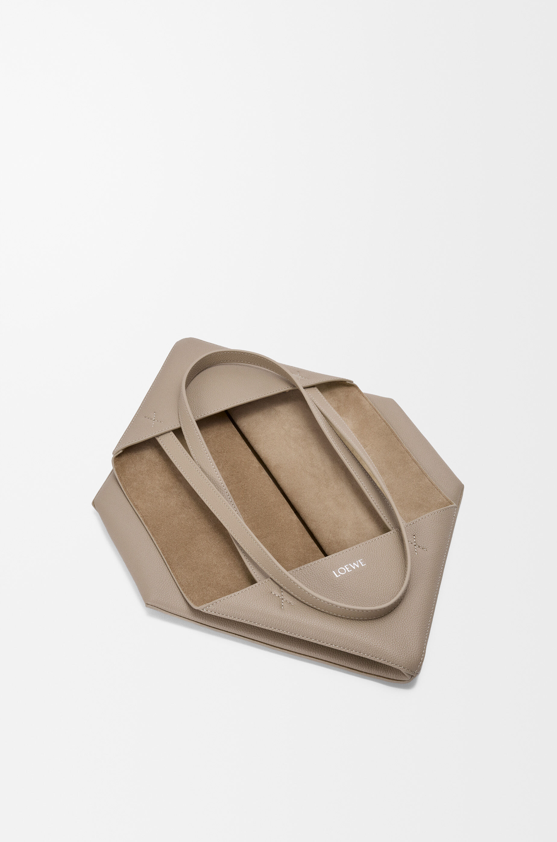 LOEWE Medium horizontal Puzzle Fold tote in soft grained calfskin Clay