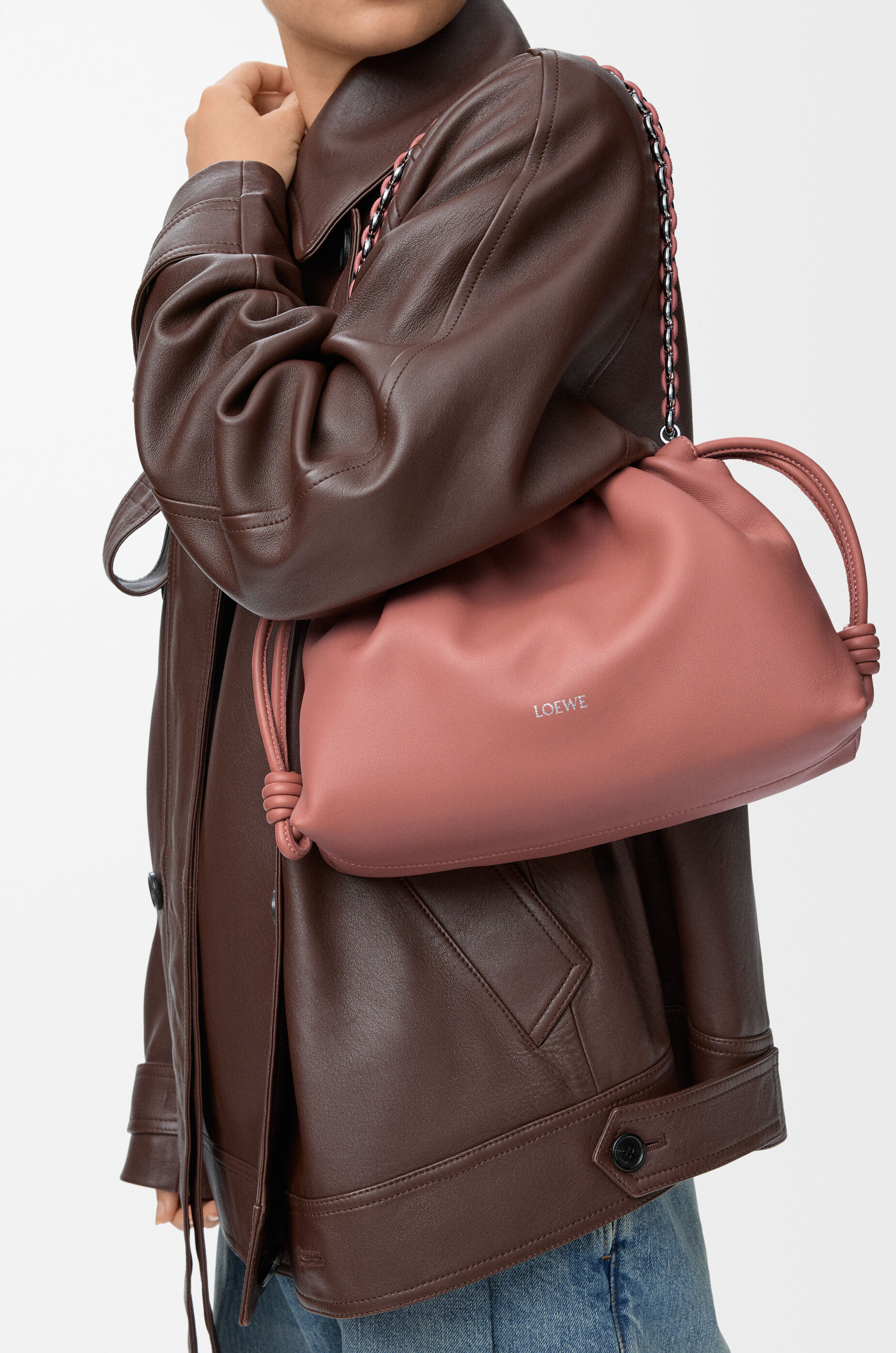 LOEWE Medium Flamenco purse in mellow nappa lambskin Blush