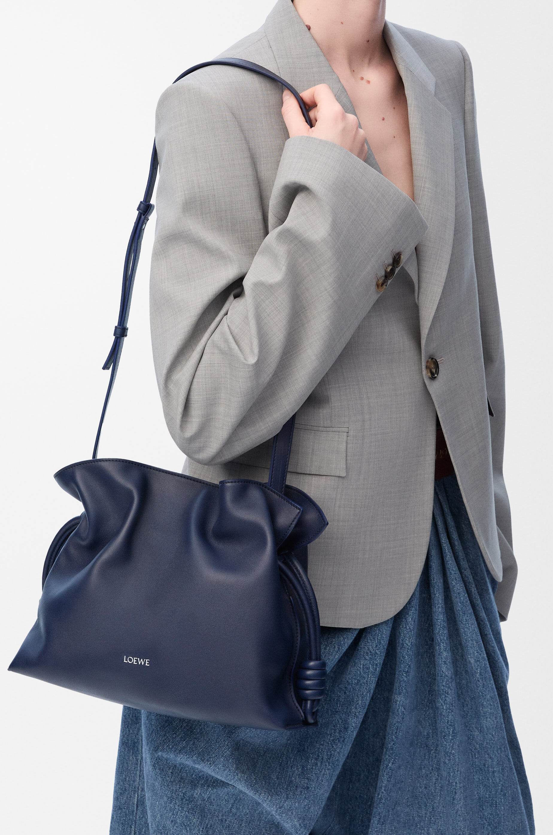 LOEWE Medium Flamenco clutch in nappa calfskin Abyss Blue