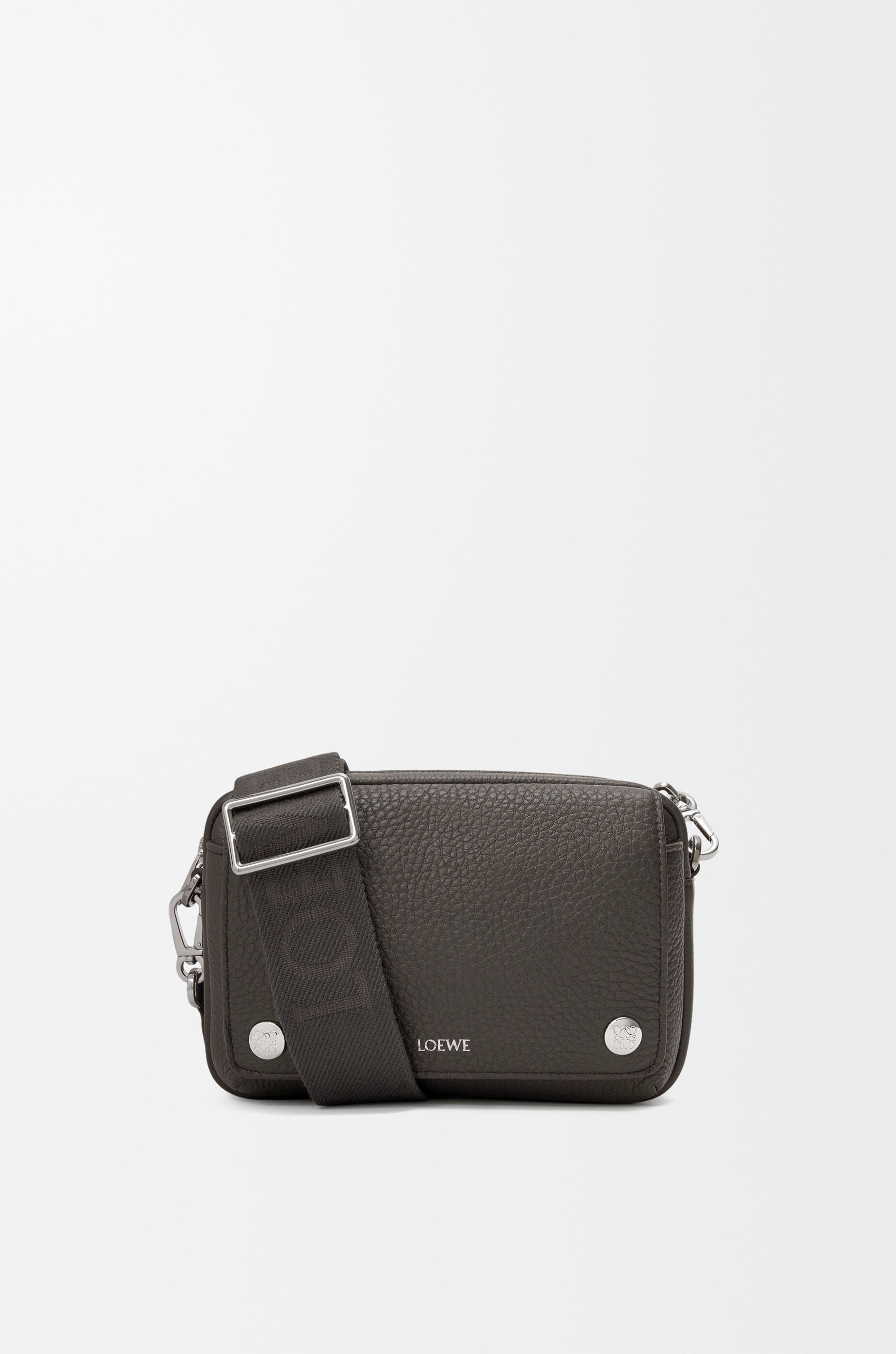 LOEWE Small Pebble messenger bag in supple grained calfskin Dark Grey