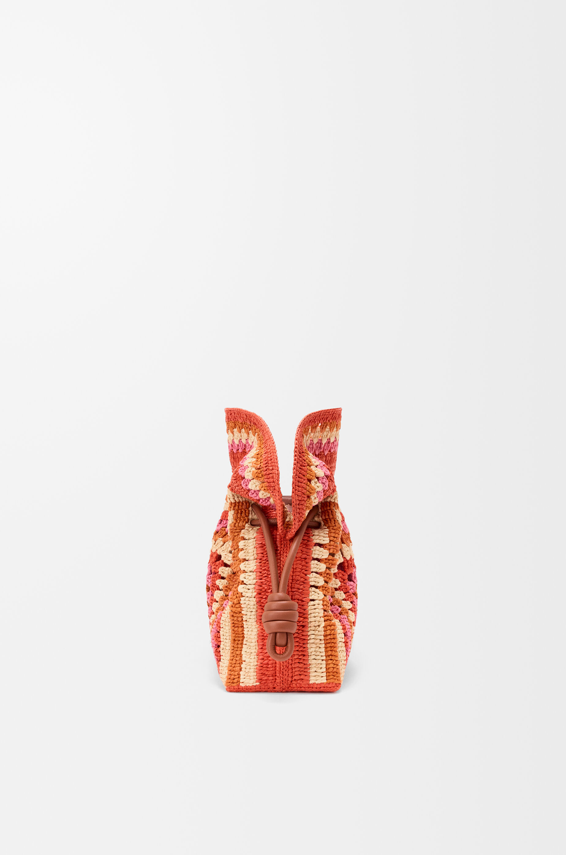 LOEWE Medium Flamenco clutch in raffia and calfskin Bright Orange/Pink