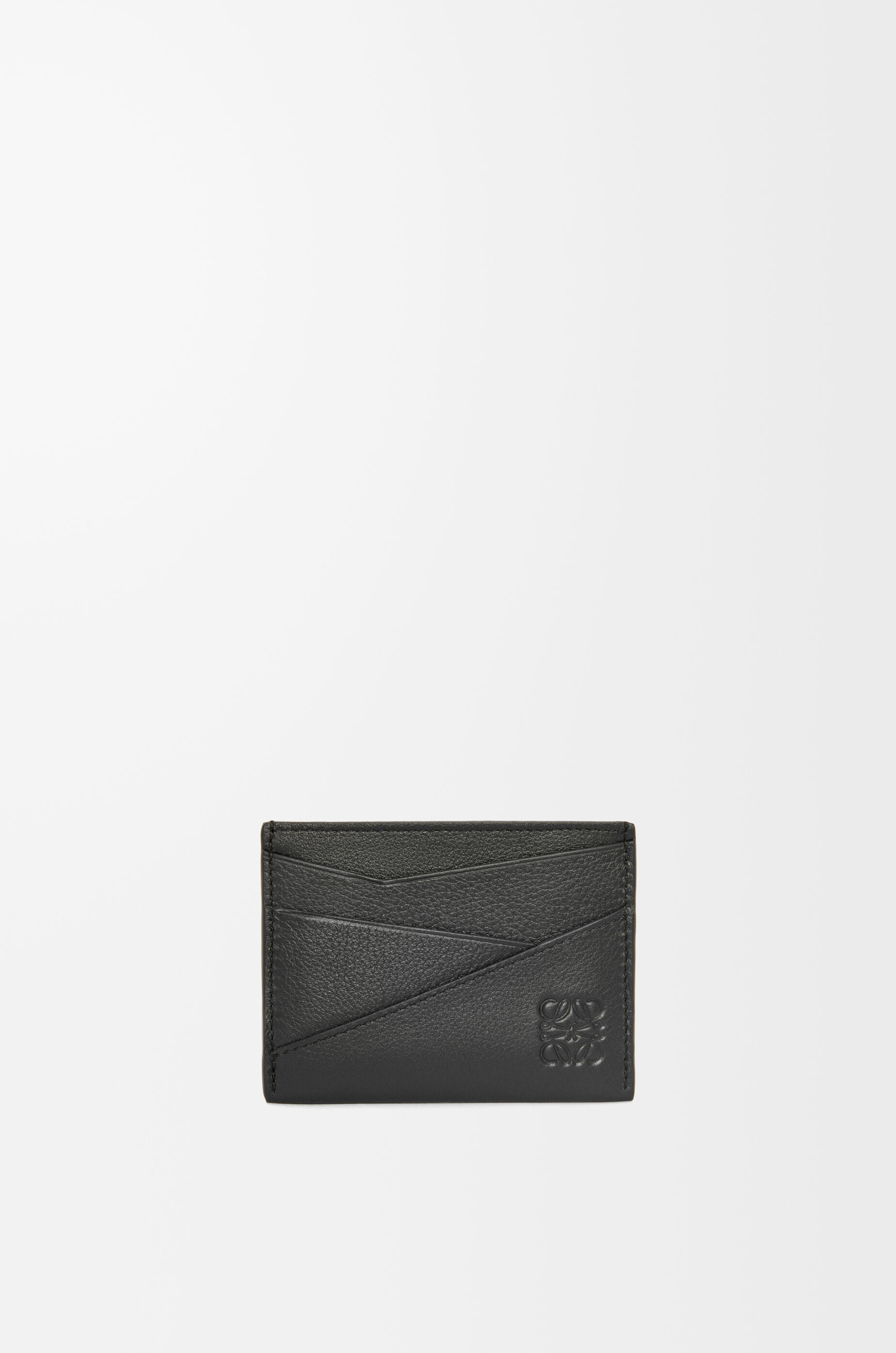LOEWE Puzzle plain cardholder in supple grained calfskin Black