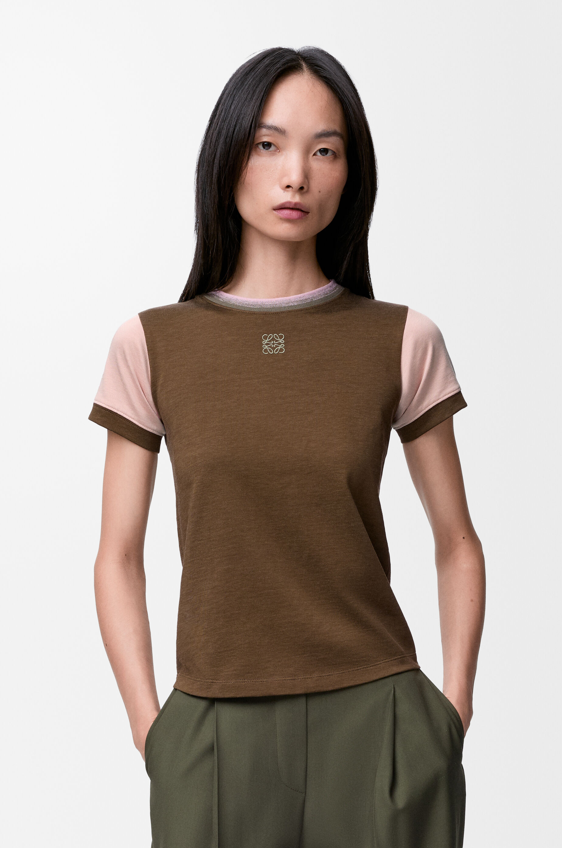 LOEWE Small fit T-shirt in cotton blend Khaki Green