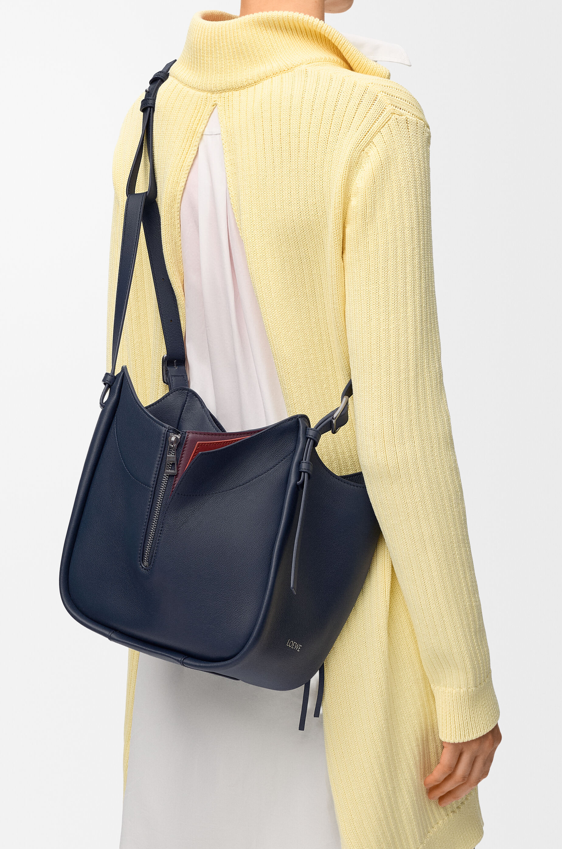 LOEWE Layered Hammock Flip bag in classic calfskin Multicolor  Deep Navy