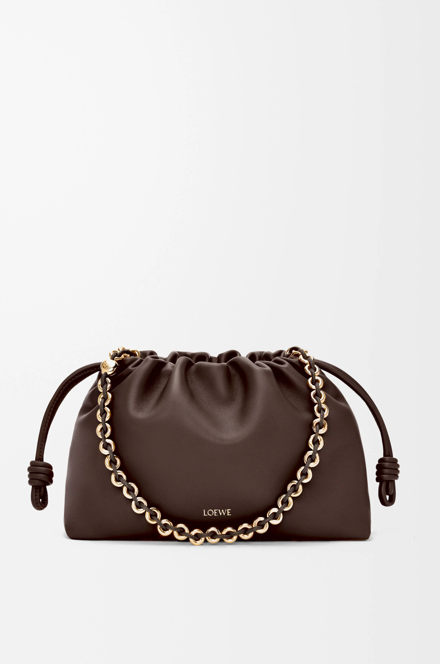 LOEWE Medium Flamenco purse in mellow nappa lambskin Dark Chestnut