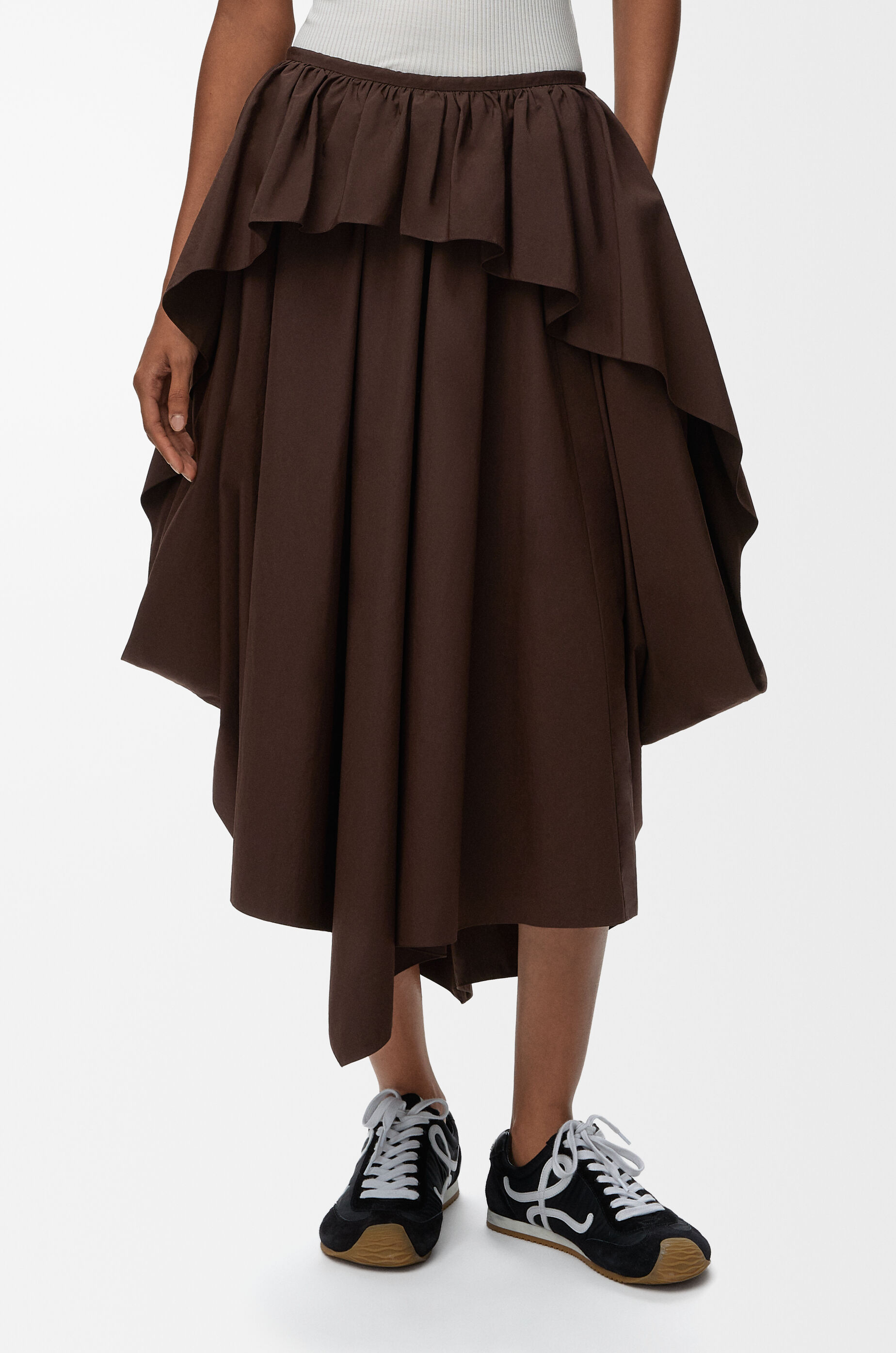LOEWE Skirt in cotton Chocolate Brown
