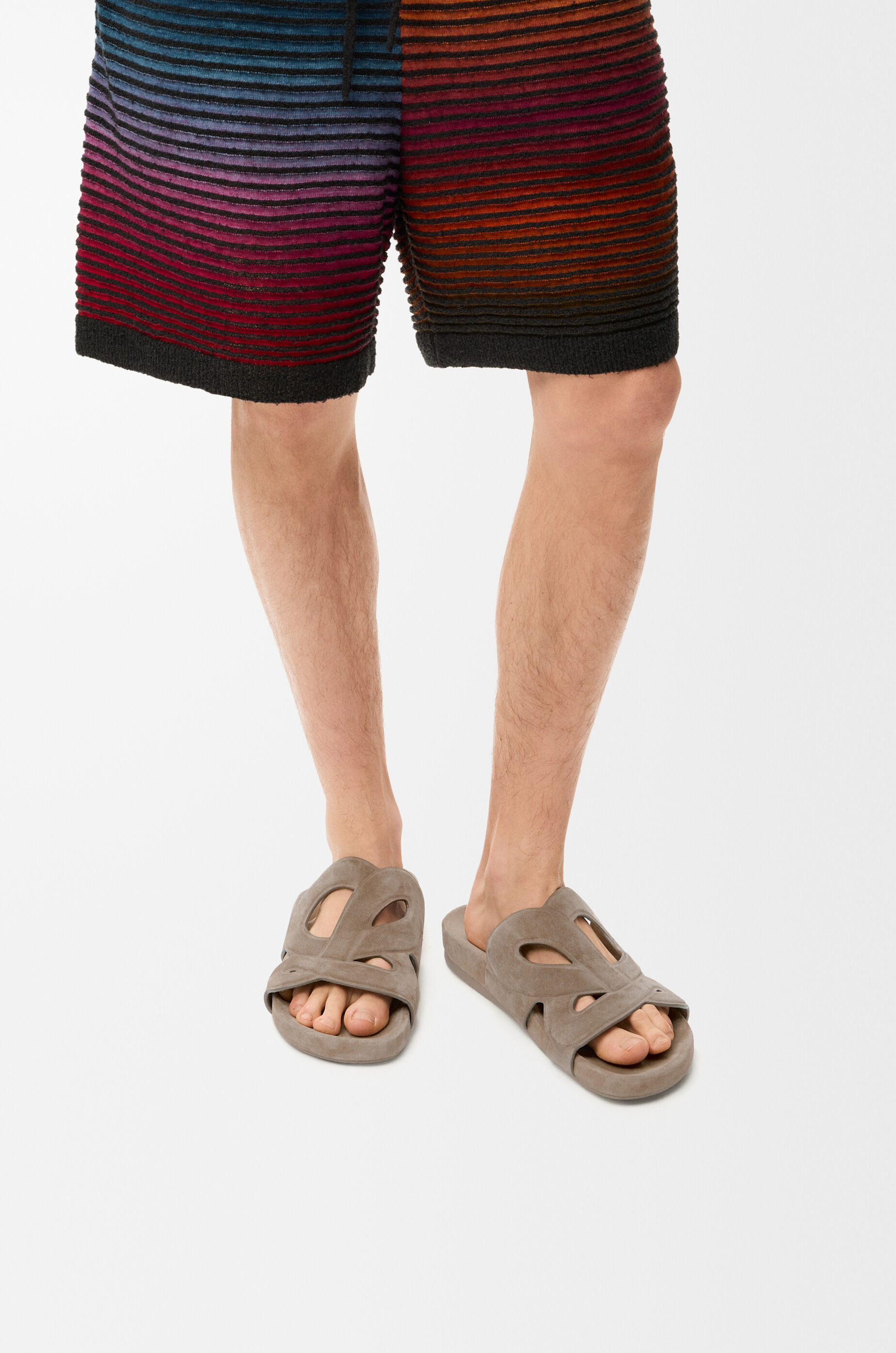 LOEWE Ease Monogram slide in suede Stone Grey