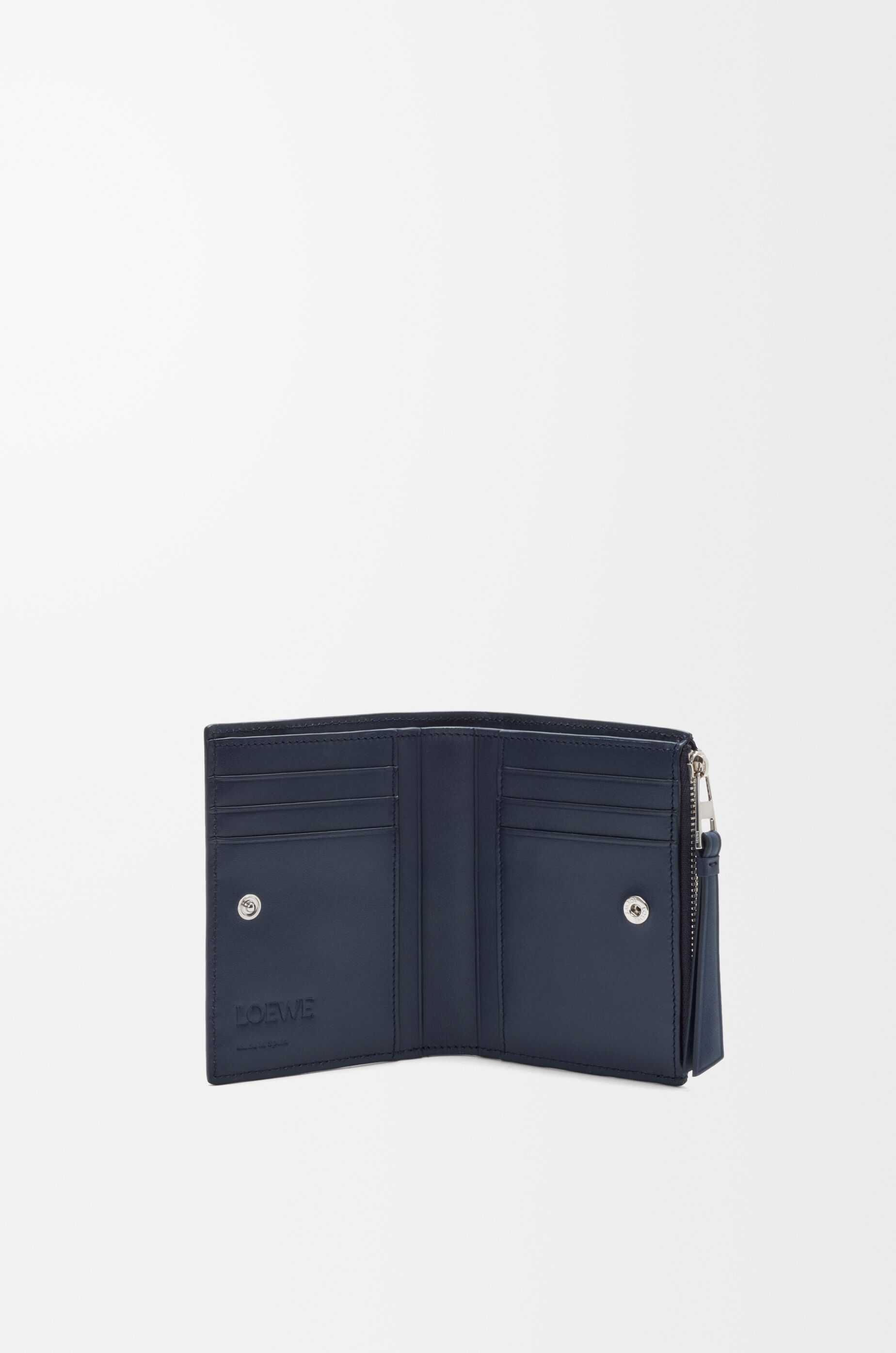 LOEWE Puzzle slim compact wallet in classic calfskin Blue Grey/Navy