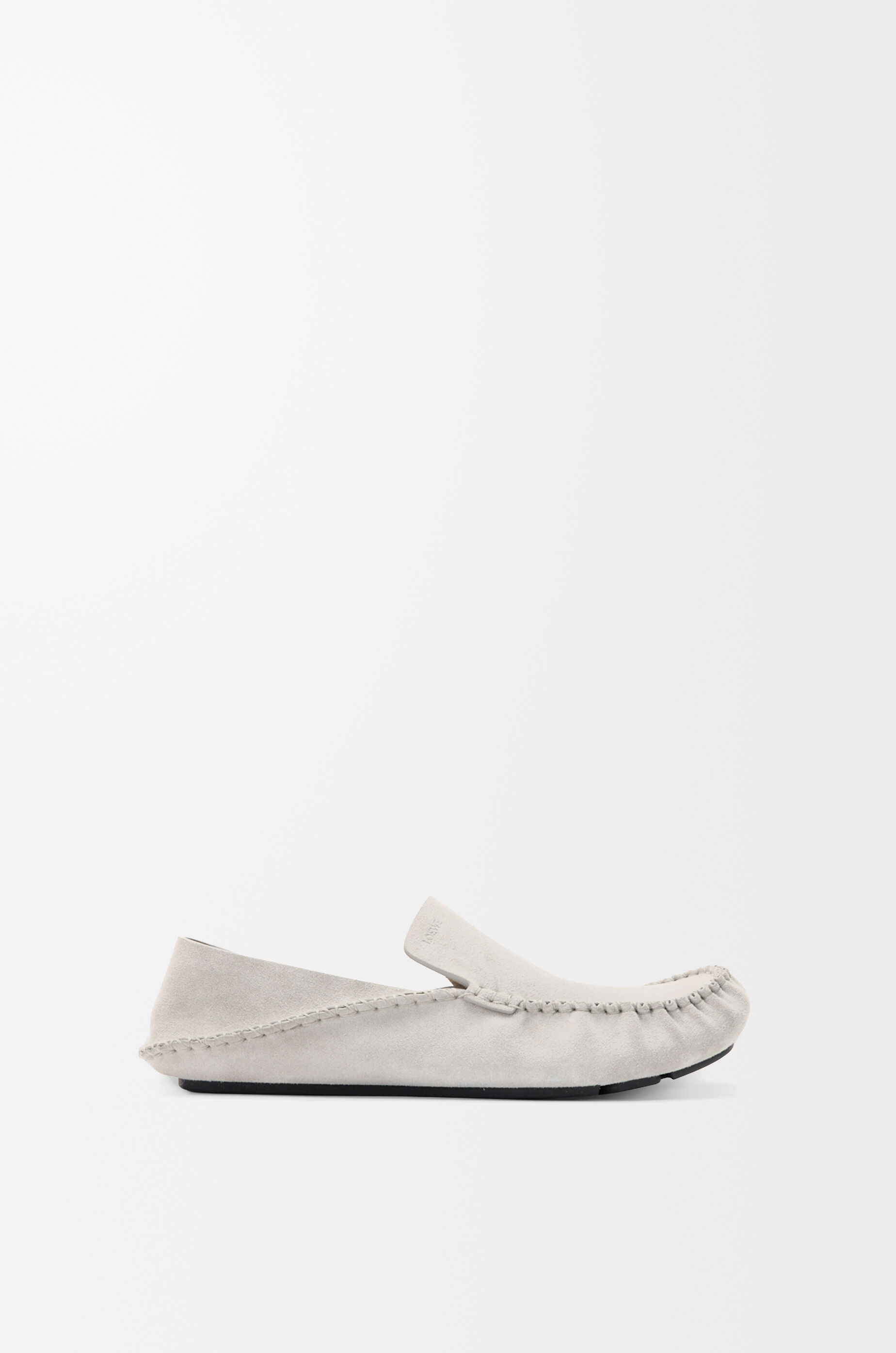 LOEWE Rambla driving loafer in suede calfskin Light Grey